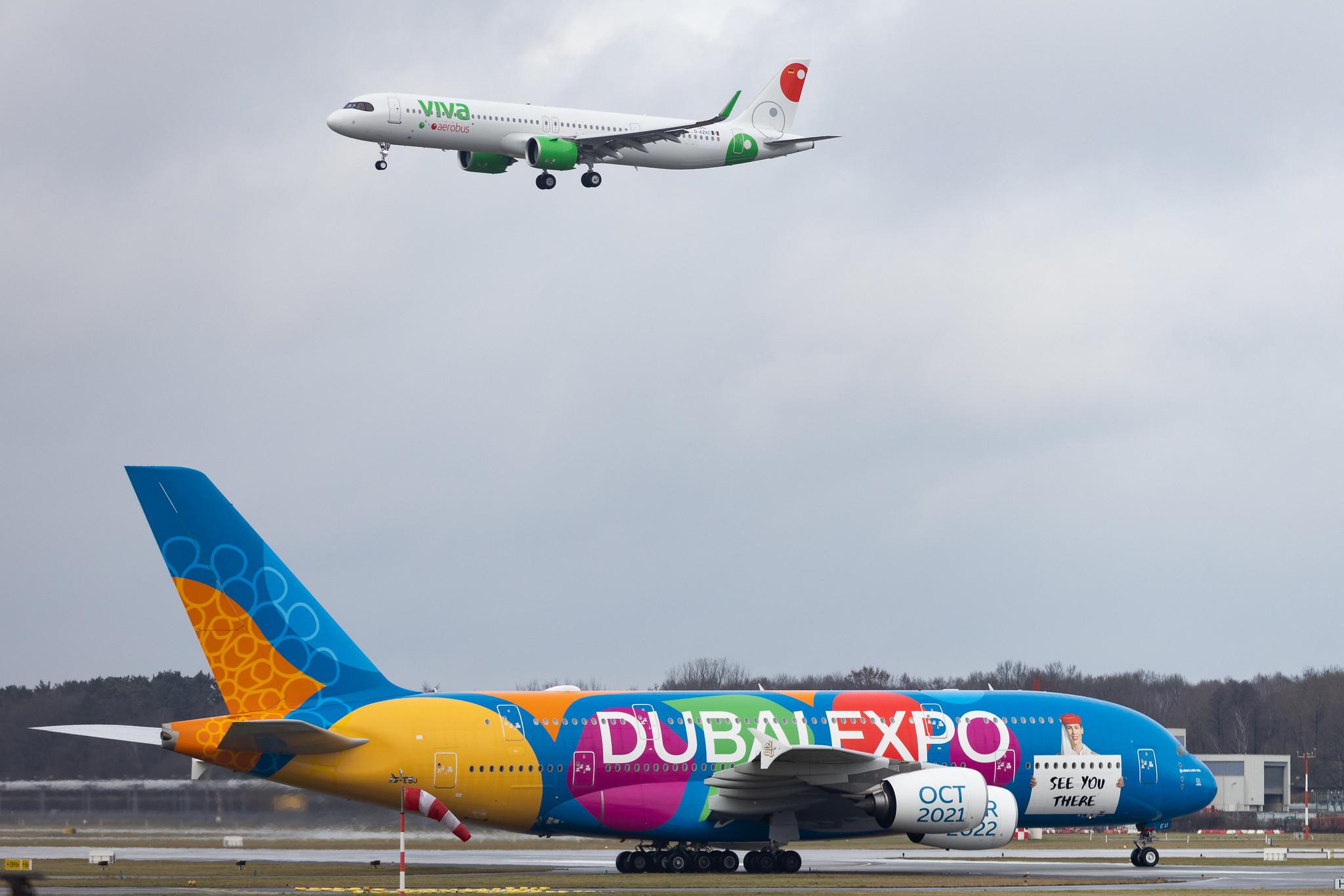 Hamburg Airport: Emirates (EK / UAE) |  Livery: Dubai Expo Livery |  Airbus A380-861 A388 | A6-EEU | MSN 147