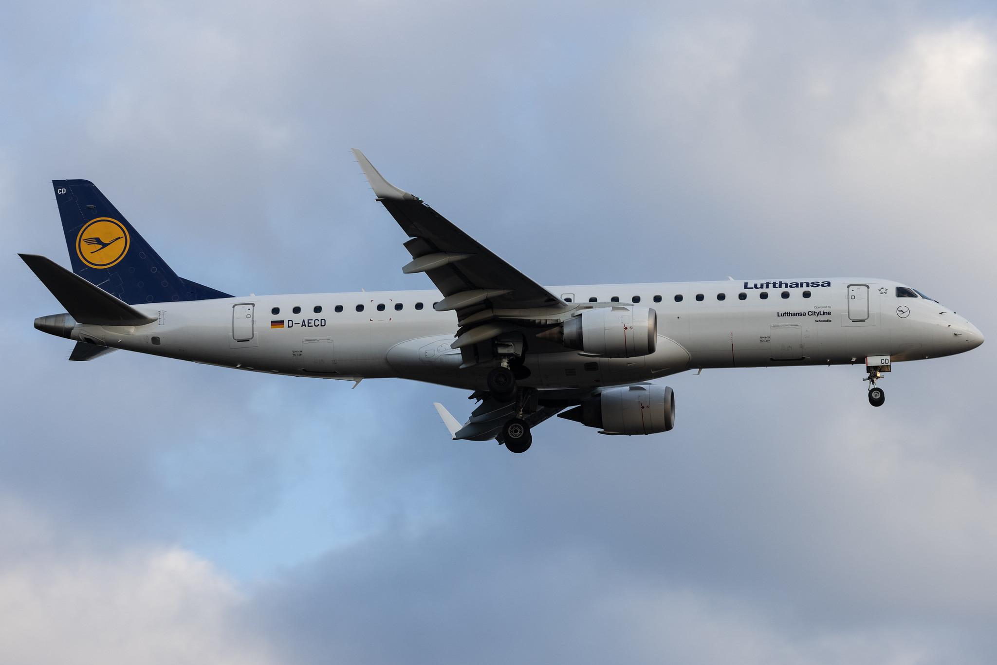 Frankfurt Airport: Lufthansa (LH / DLH) | Operator: Lufthansa CityLine | Embraer E190LR E190 | D-AECD | MSN 19000337