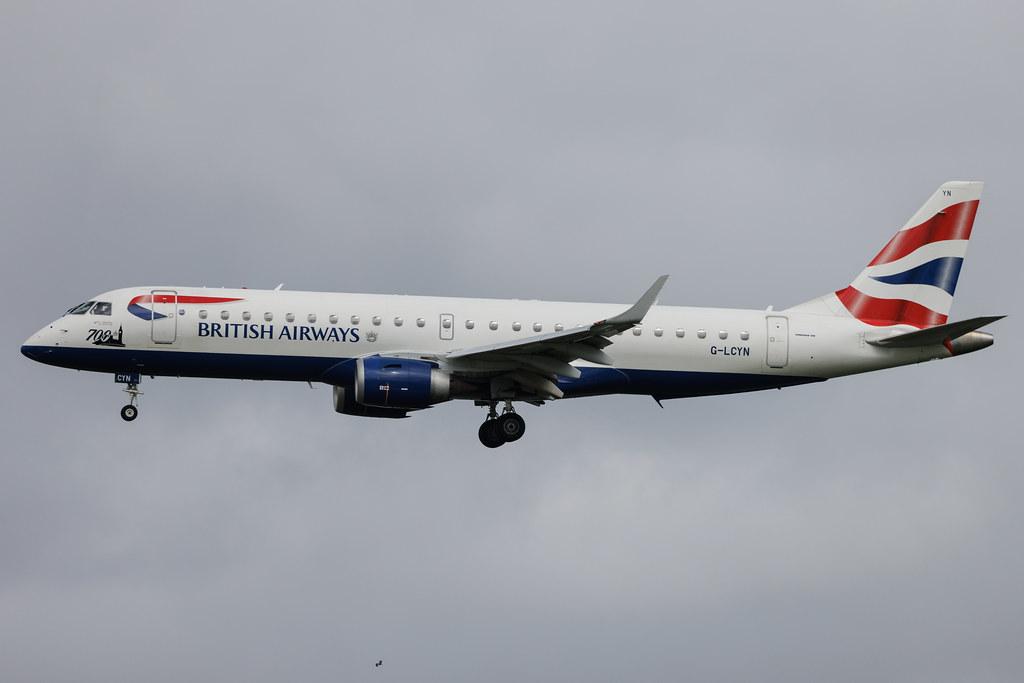 Amsterdam Schiphol: British Airways (BA / BAW) | Operator: BA CityFlyer | Embraer E190SR E190 | G-LCYN | MSN 19000392