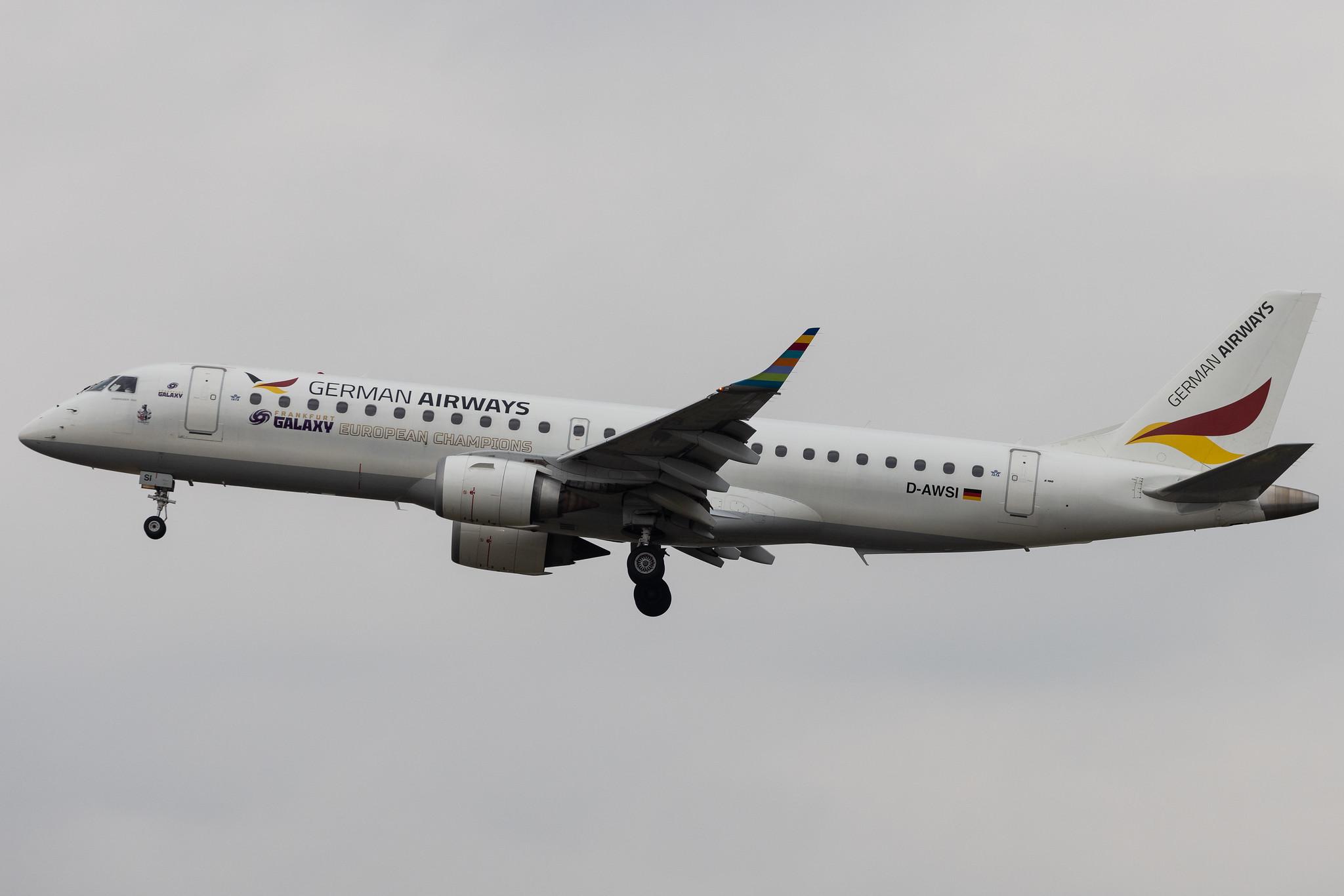 Frankfurt Airport: German Airways (ZQ / GER) | Embraer E190LR E190 | D-AWSI | MSN 19000074
