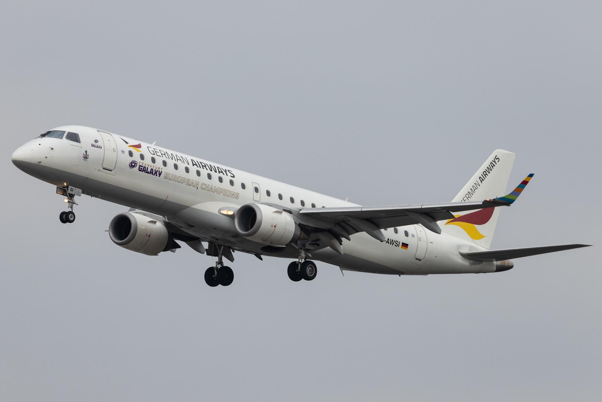 Frankfurt Airport: German Airways (ZQ / GER) | Embraer E190LR E190 | D-AWSI | MSN 19000074