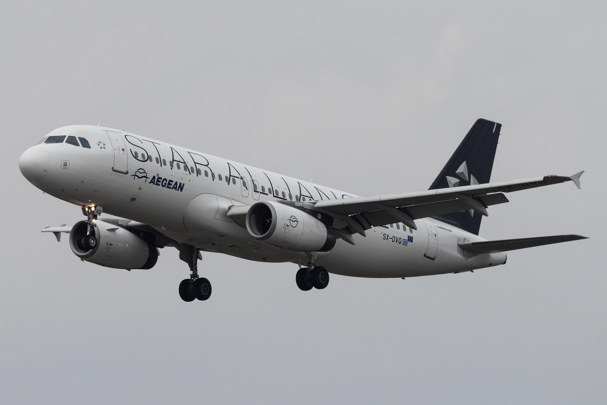 Frankfurt Airport: Aegean Airlines (A3 / AEE) | Livery: Star Alliance livery | A320 | SX-DVQ | MSN 3526