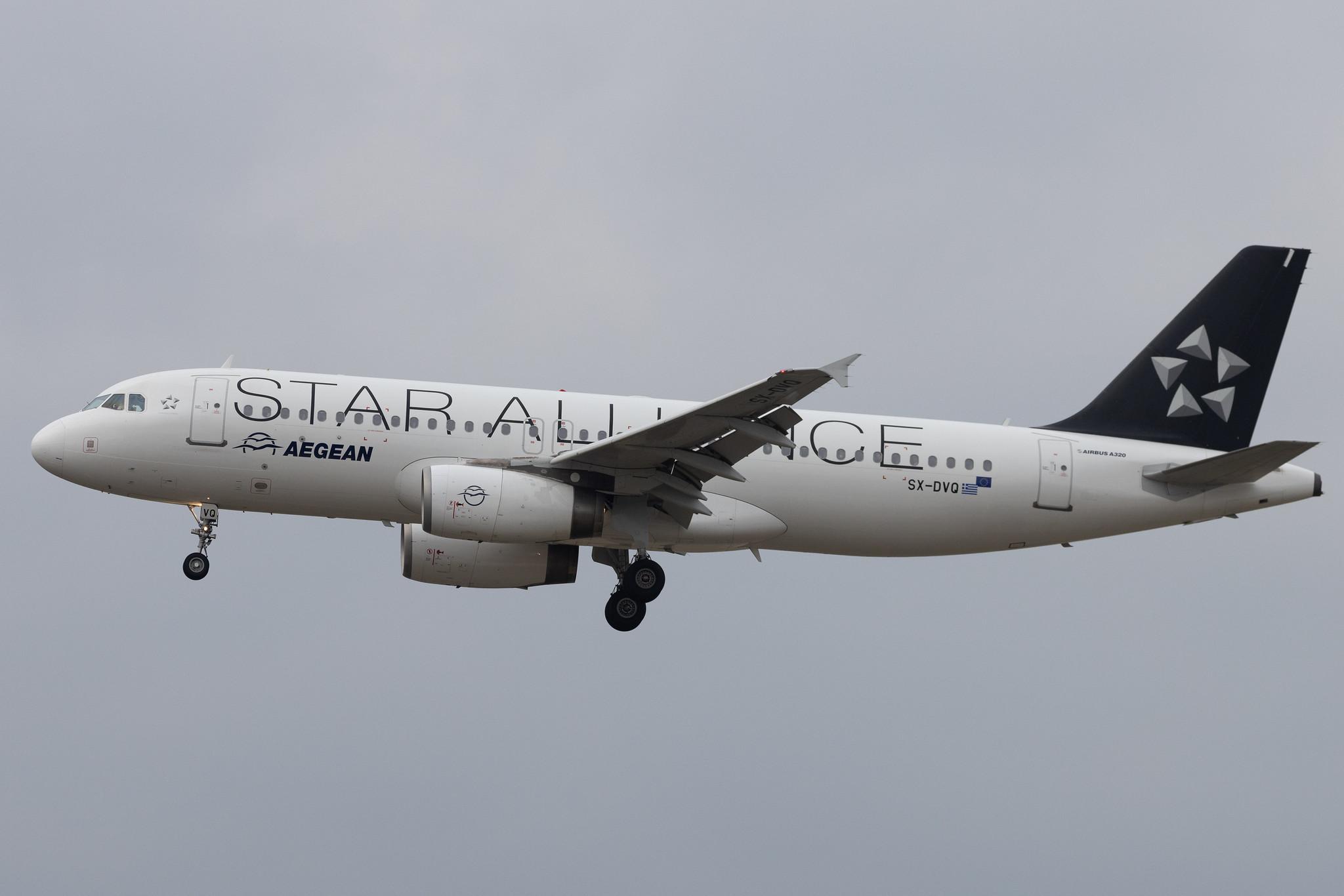 Frankfurt Airport: Aegean Airlines (A3 / AEE) | Livery: Star Alliance livery | A320 | SX-DVQ | MSN 3526