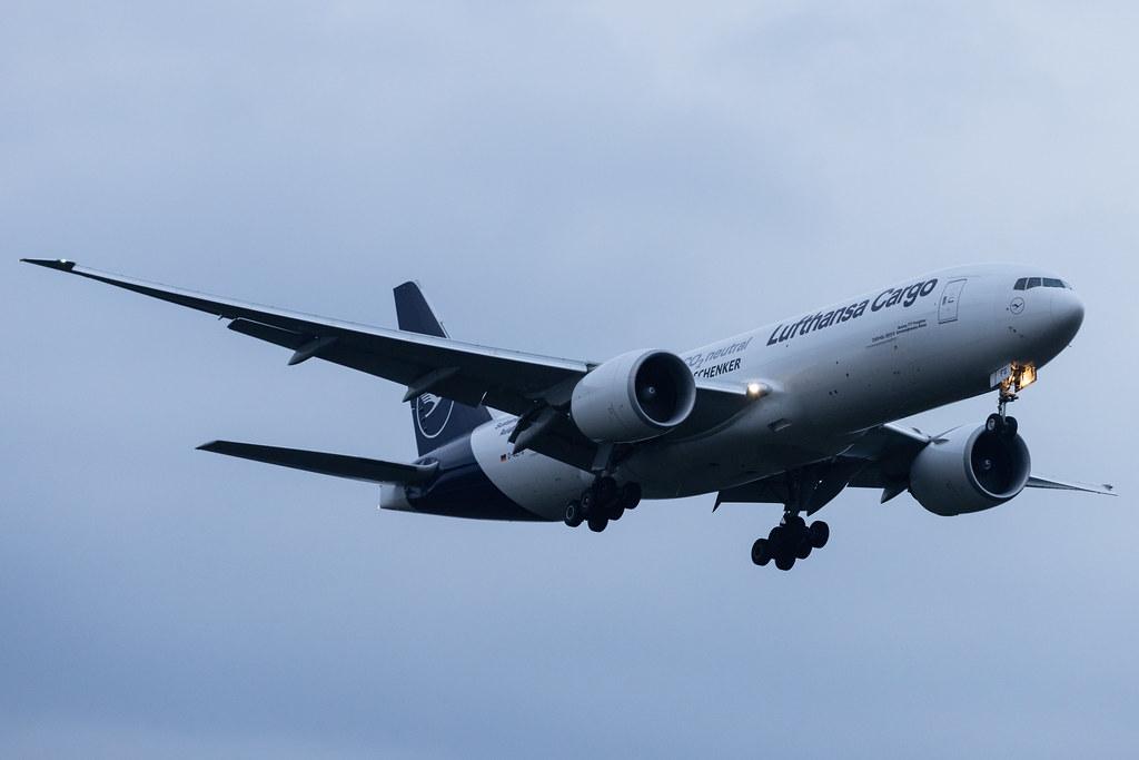Frankfurt Airport: Lufthansa Cargo (/ GEC) | Livery: Flying 100% CO? neutral Livery | Boeing 777-F B77L | D-ALFG | MSN 66090