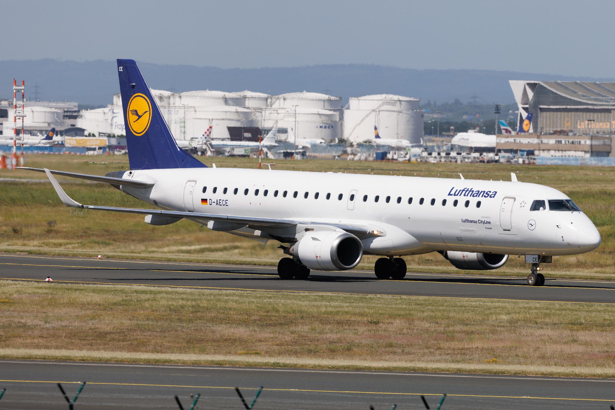 Frankfurt Airport: Lufthansa (LH / DLH) | Operator: Lufthansa CityLine | Embraer E190LR E190 | D-AECE | MSN 19000341