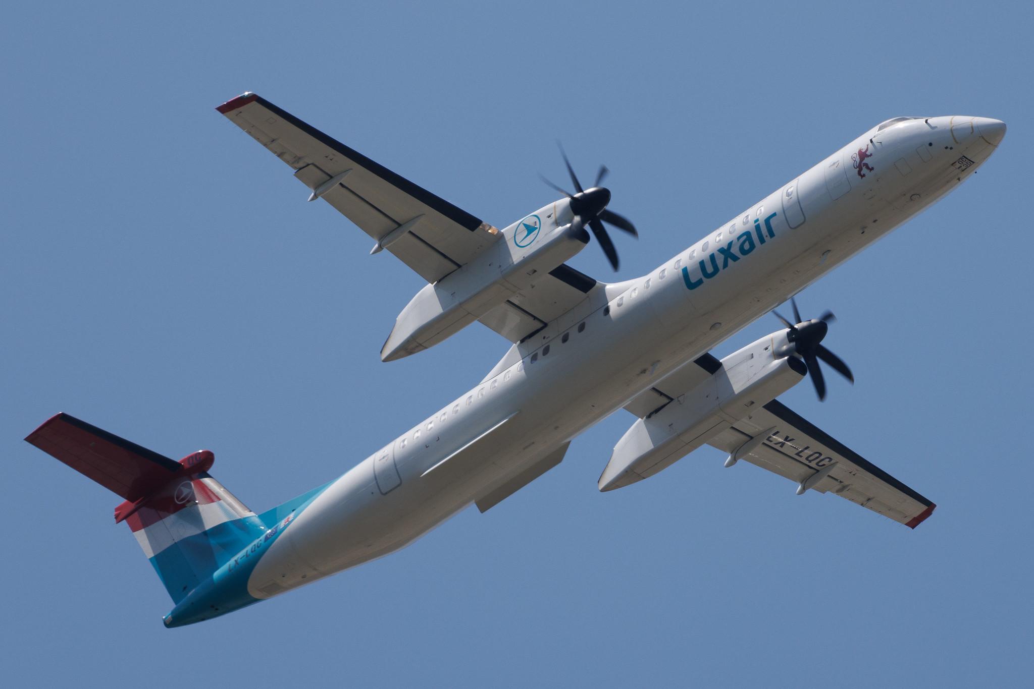 Luxembourg Findel Airport: Luxair (LG / LGL) | De Havilland Canada Dash 8-400 DH8D | LX-LQC | MSN 4513