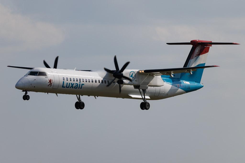 Luxembourg Findel Airport: Luxair (LG / LGL) | De Havilland Canada Dash 8-400 DH8D | LX-LGG | MSN 4418