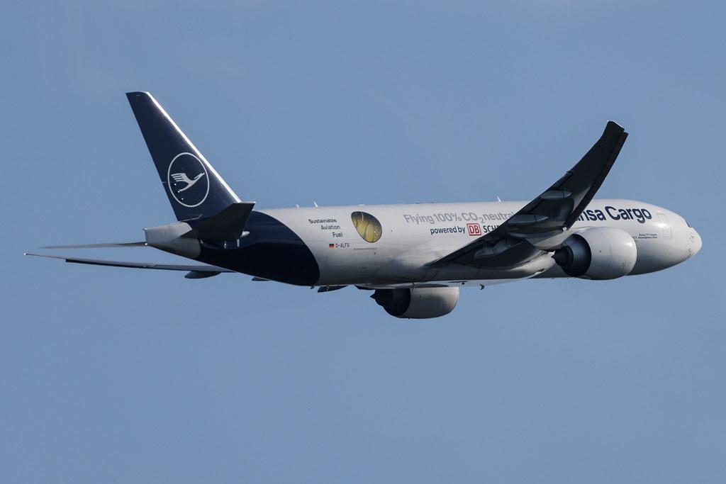 Frankfurt Airport: Lufthansa Cargo (/ GEC) | Livery: Flying 100% CO? neutral Livery | Boeing 777-F B77L | D-ALFG | MSN 66090
