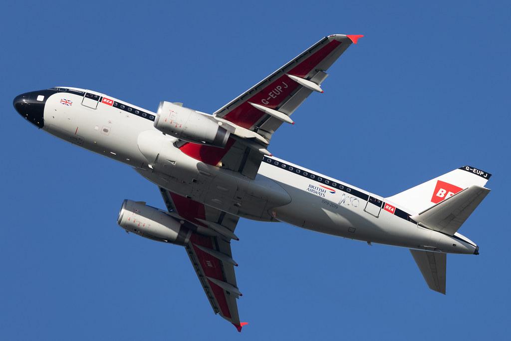 London Heathrow: British Airways (BA / BAW) | Livery: BEA Retro Livery | Airbus A319-131 A319 | G-EUPJ | MSN 1232