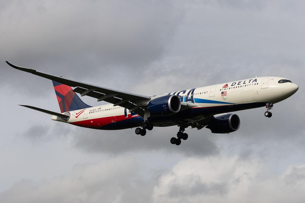 London Heathrow: Delta Air Lines (DL / DAL) | Livery: Team USA Livery | Airbus A330-941 A339 | N411DX | MSN 1991