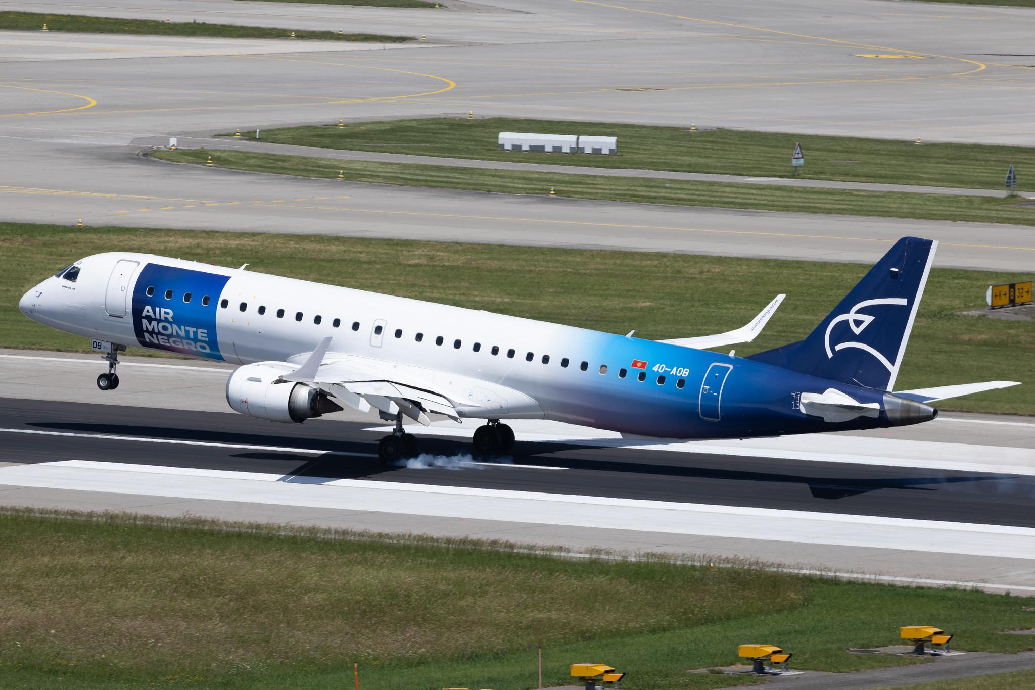 Flughafen Zürich: Montenegro Airlines (YM / MGX) | Embraer E195LR E195 | 4O-AOB | MSN 19000283