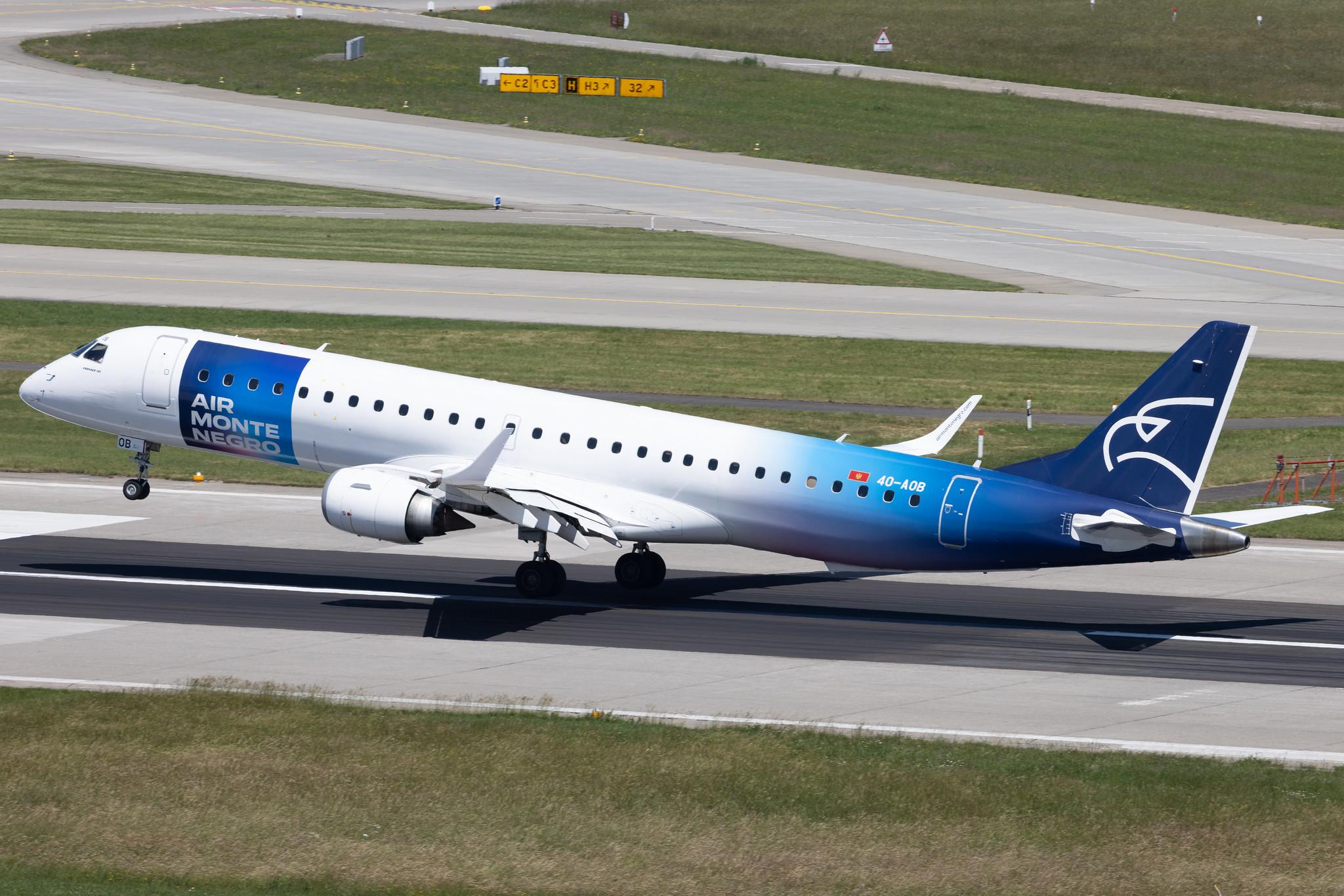 Flughafen Zürich: Montenegro Airlines (YM / MGX) | Embraer E195LR E195 | 4O-AOB | MSN 19000283