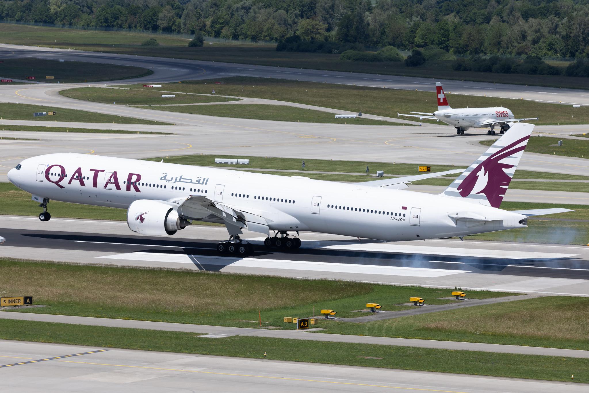 Flughafen Zürich: Qatar Airways (QR / QTR) | Boeing 777-367(ER) B77W | A7-BOD | MSN 36165