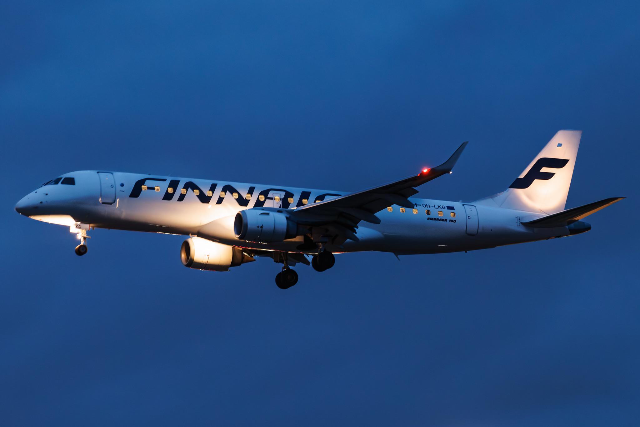 Frankfurt Airport: Finnair (AY / FIN) | Operator: NORRA | Embraer E190LR E190 | OH-LKG | MSN 19000079