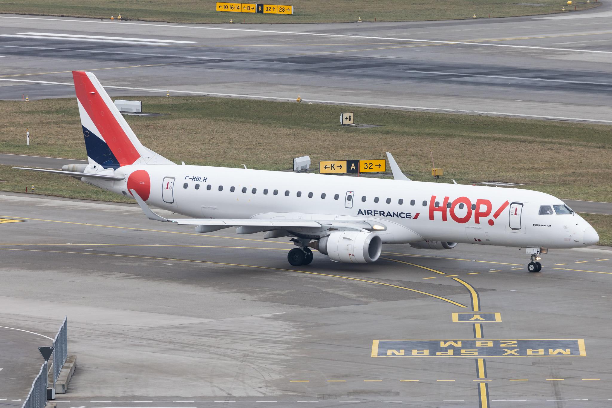 Flughafen Zürich: Air France (AF / AFR) | Operator: Air France Hop | Embraer E190STD E190 | F-HBLH | MSN 19000266