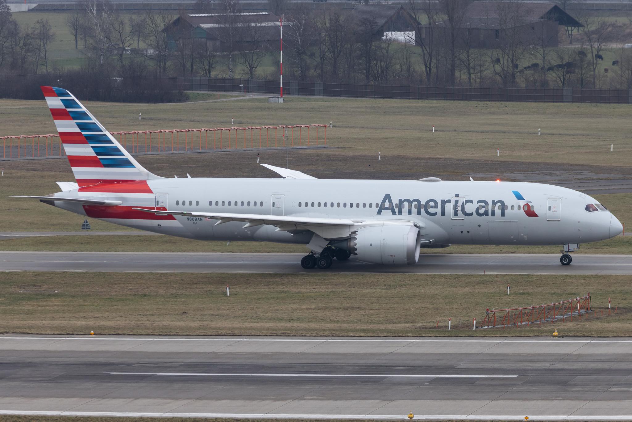 Flughafen Zürich: American Airlines (AA / AAL) | Boeing 787-8 Dreamliner B788 | N808AN | MSN 40626