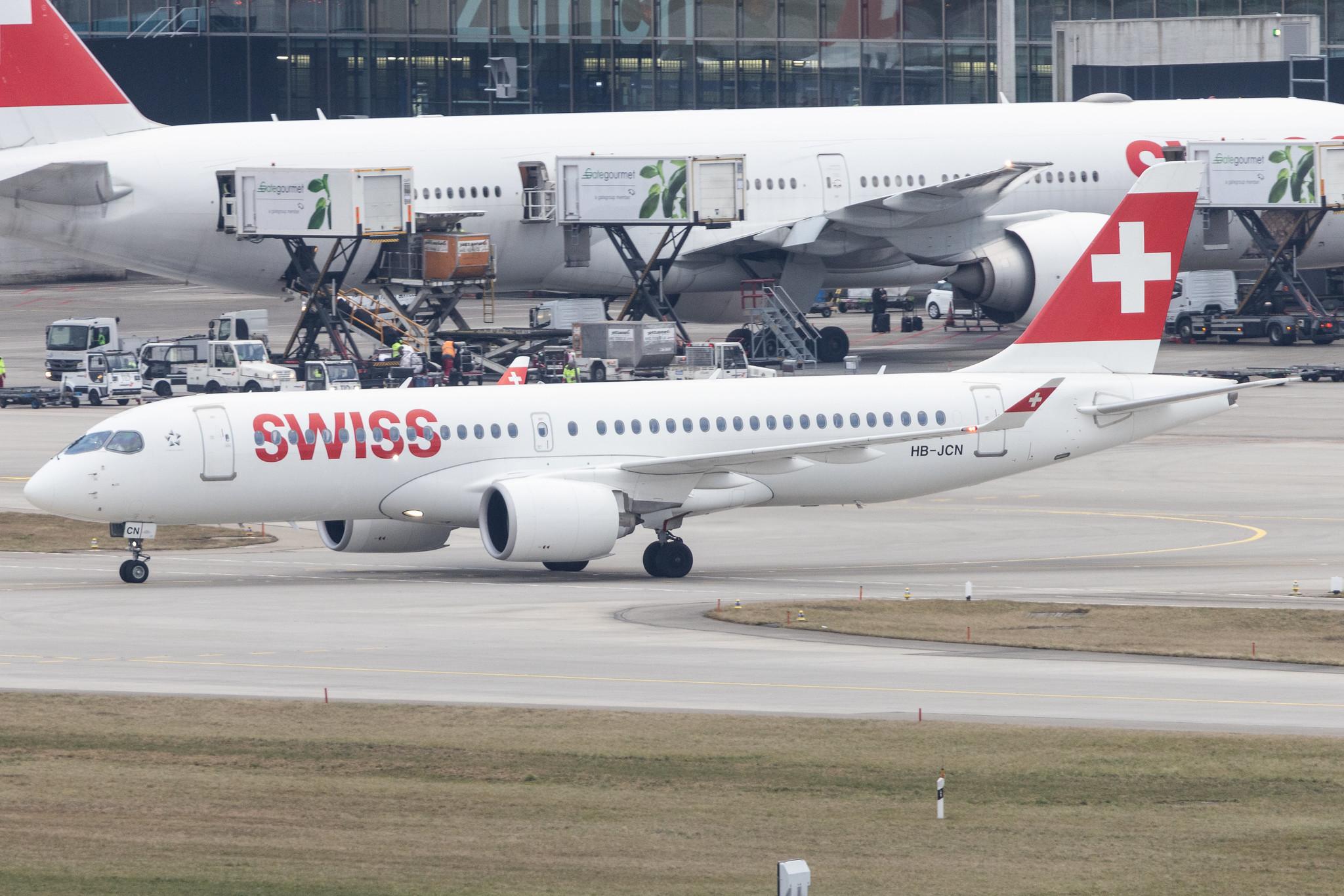 Flughafen Zürich: Swiss (LX / SWR) |  Airbus A220-300 BCS3 | HB-JCN | MSN 55032