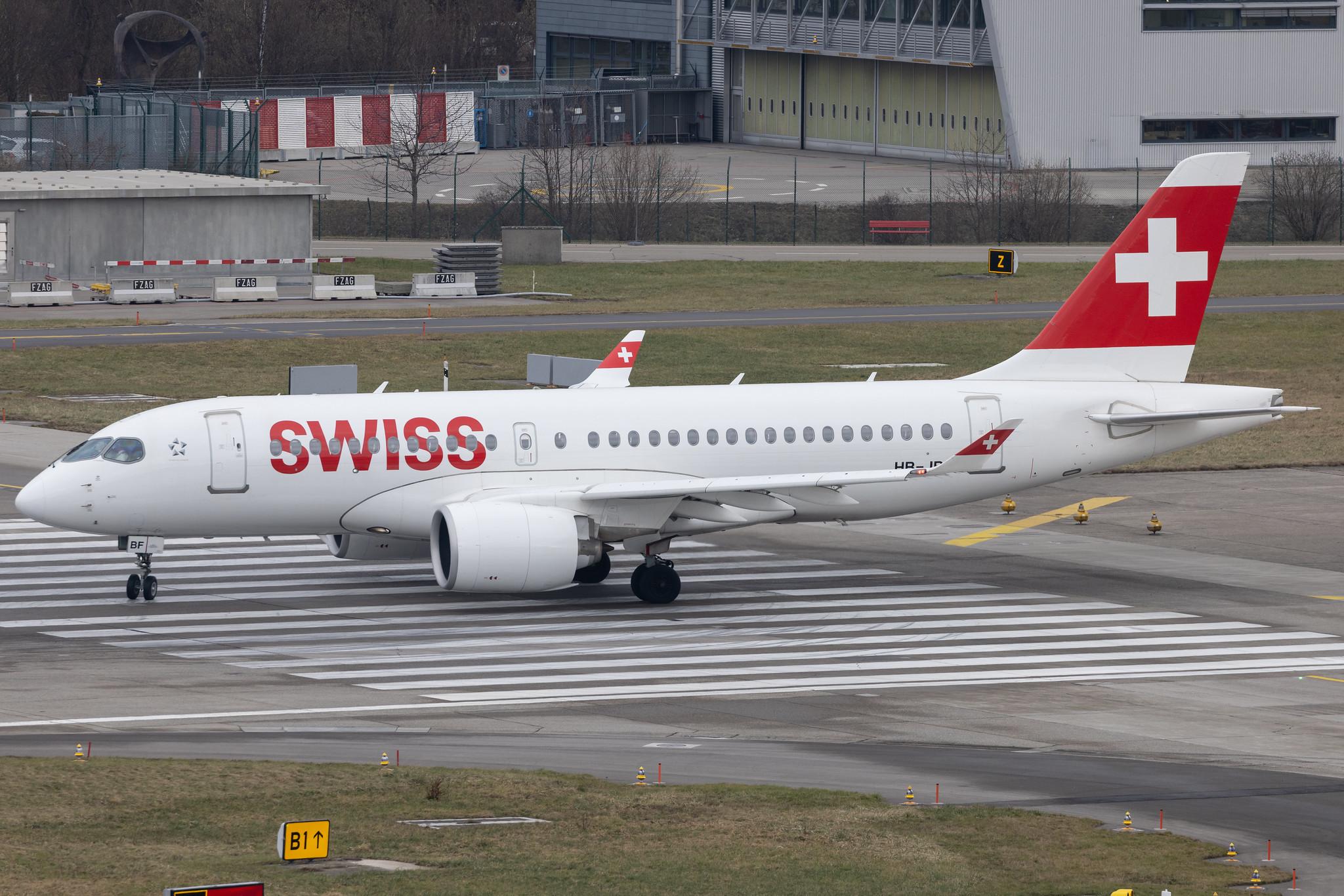 Flughafen Zürich: Swiss (LX / SWR) | Airbus A220-100 BCS1 | HB-JBF | MSN 50015
