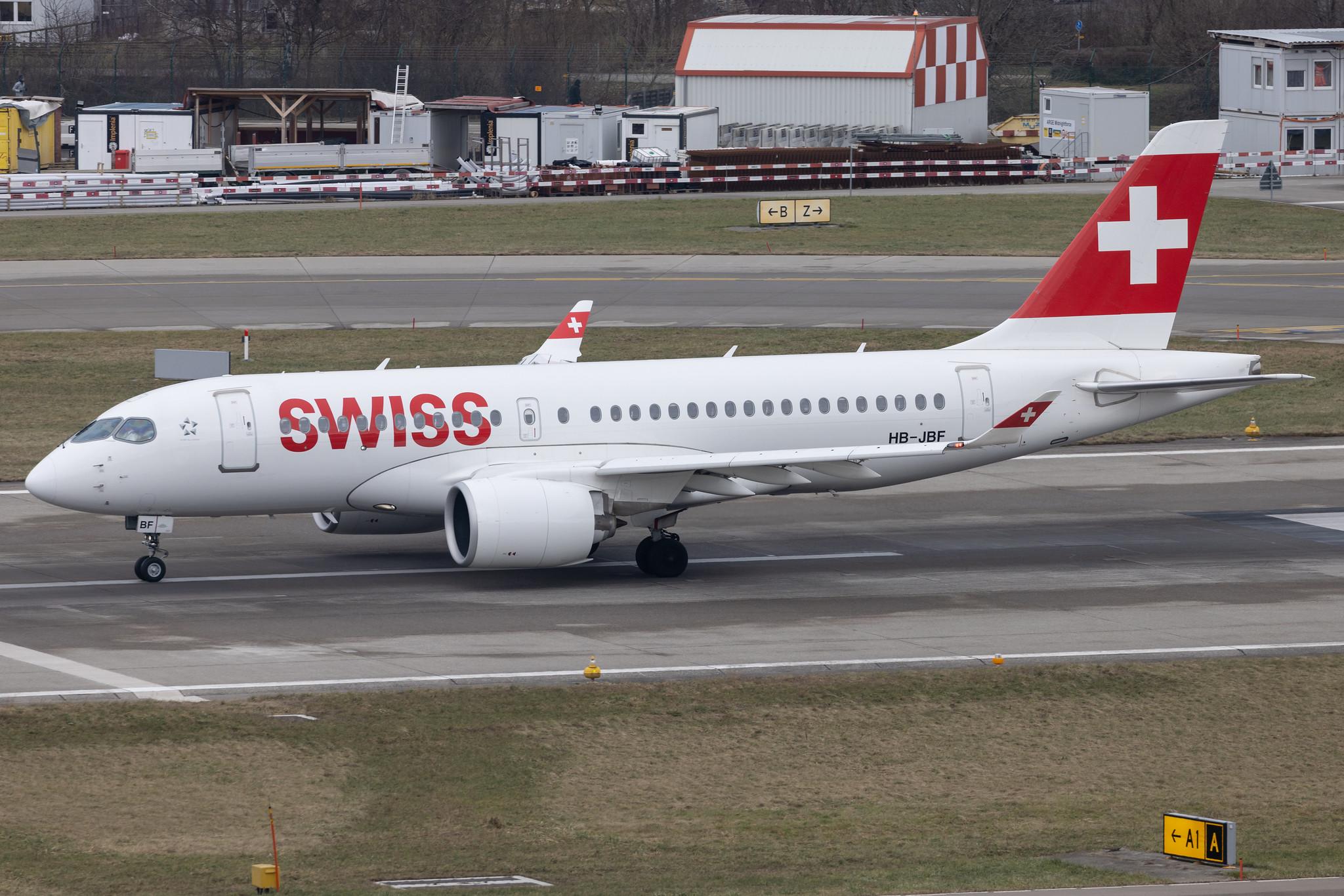 Flughafen Zürich: Swiss (LX / SWR) | Airbus A220-100 BCS1 | HB-JBF | MSN 50015