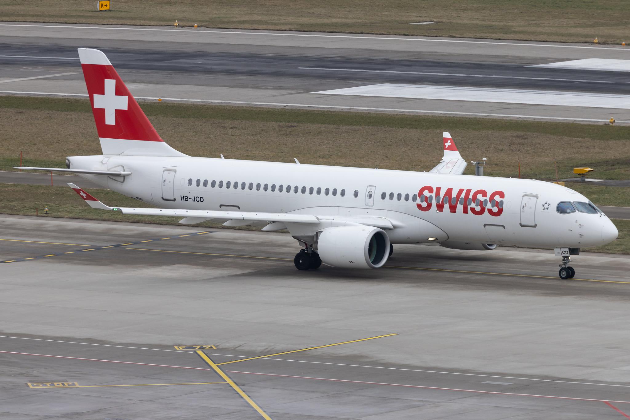 Flughafen Zürich: Swiss (LX / SWR) | Airbus A220-300 BCS3 | HB-JCD | MSN 55013