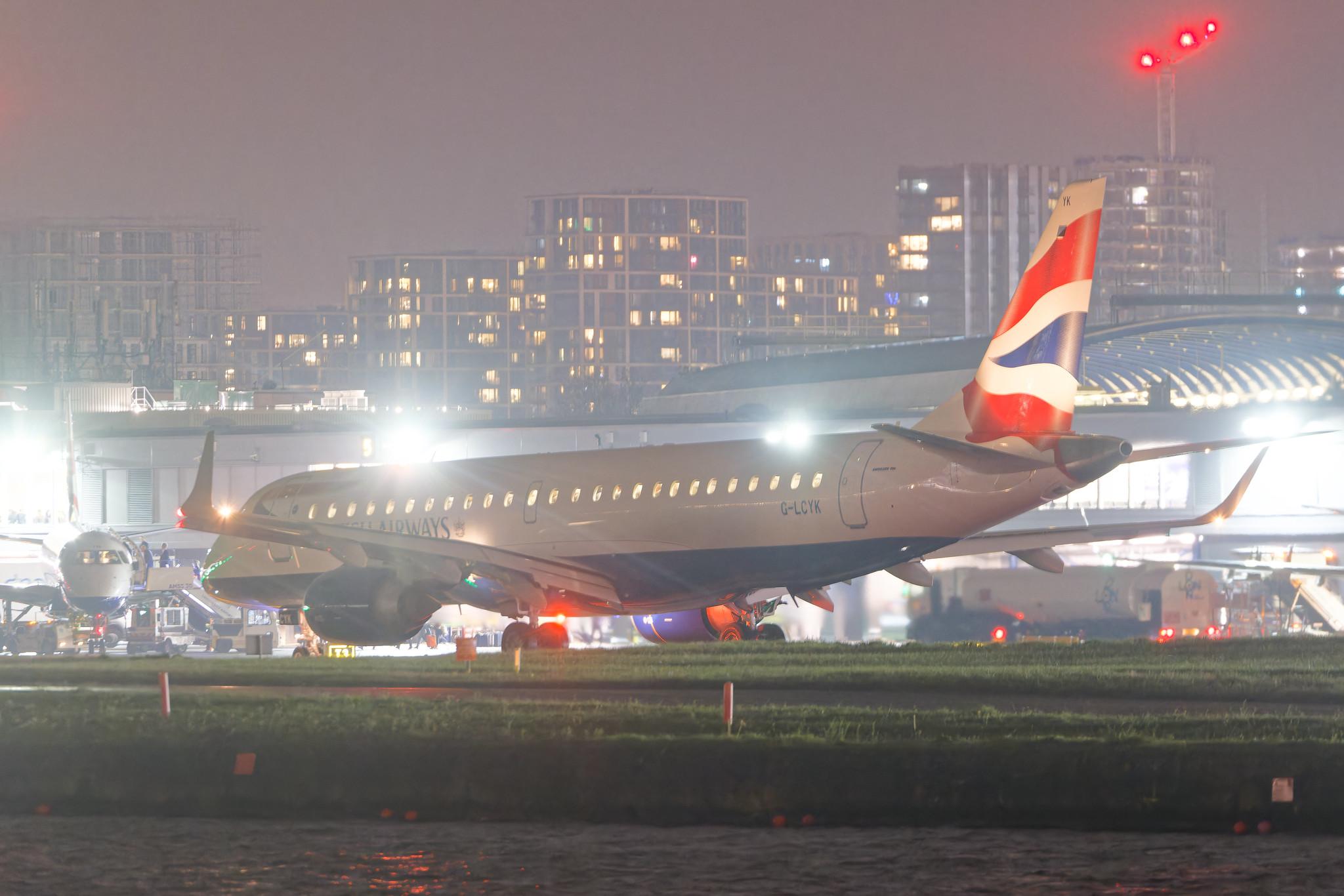 London City Airport: British Airways (BA / BAW) | Operator: BA CityFlyer | Embraer E190SR E190 | G-LCYK | MSN 19000343