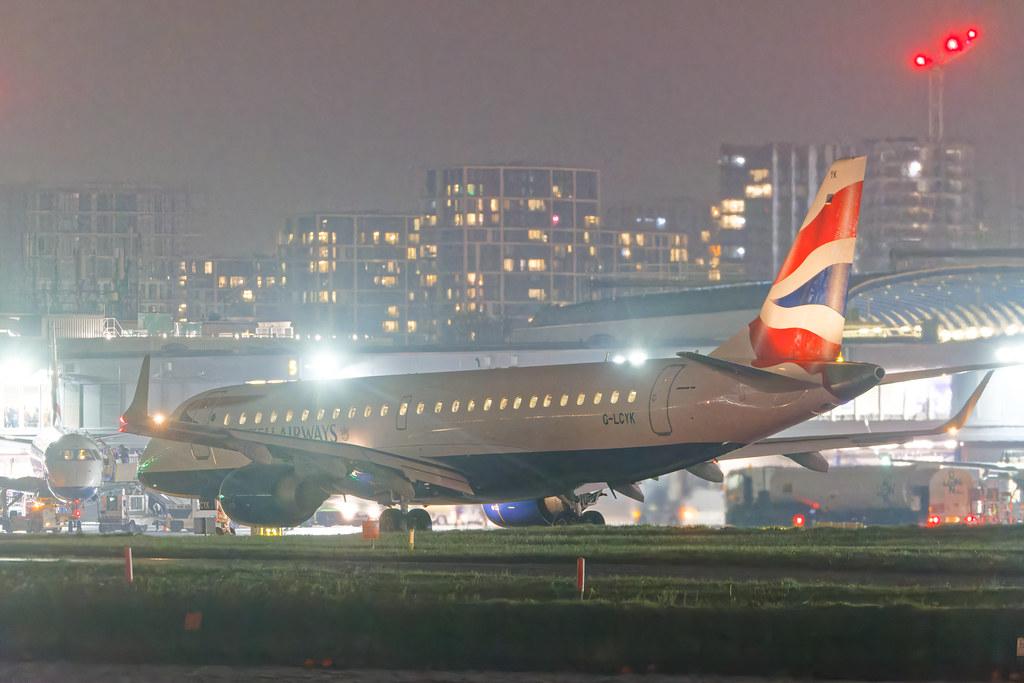London City Airport: British Airways (BA / BAW) | Operator: BA CityFlyer | Embraer E190SR E190 | G-LCYK | MSN 19000343