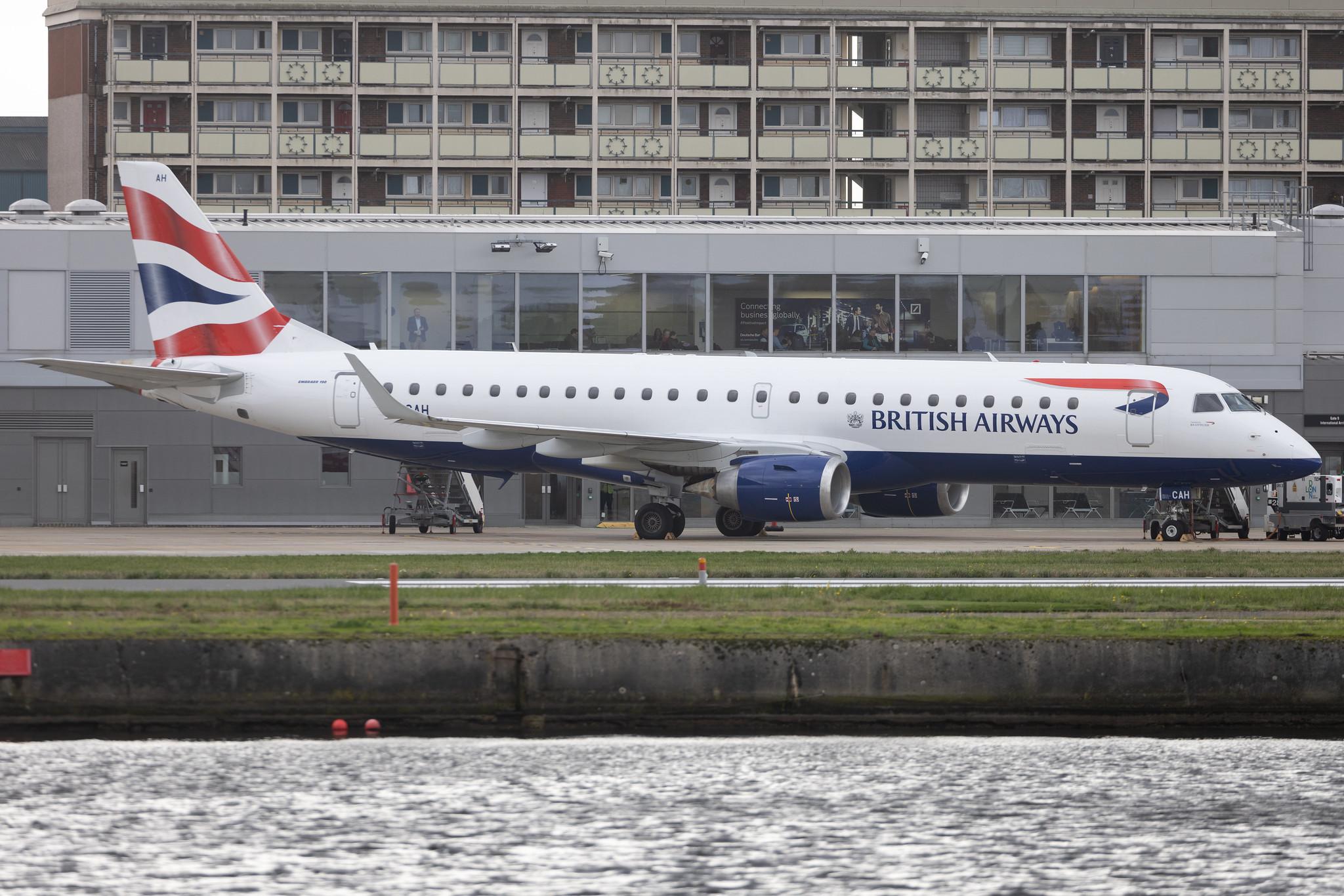 London City Airport: British Airways (BA / BAW) | Operator: BA CityFlyer | Embraer E190SR E190 | G-LCAH | MSN 19000564