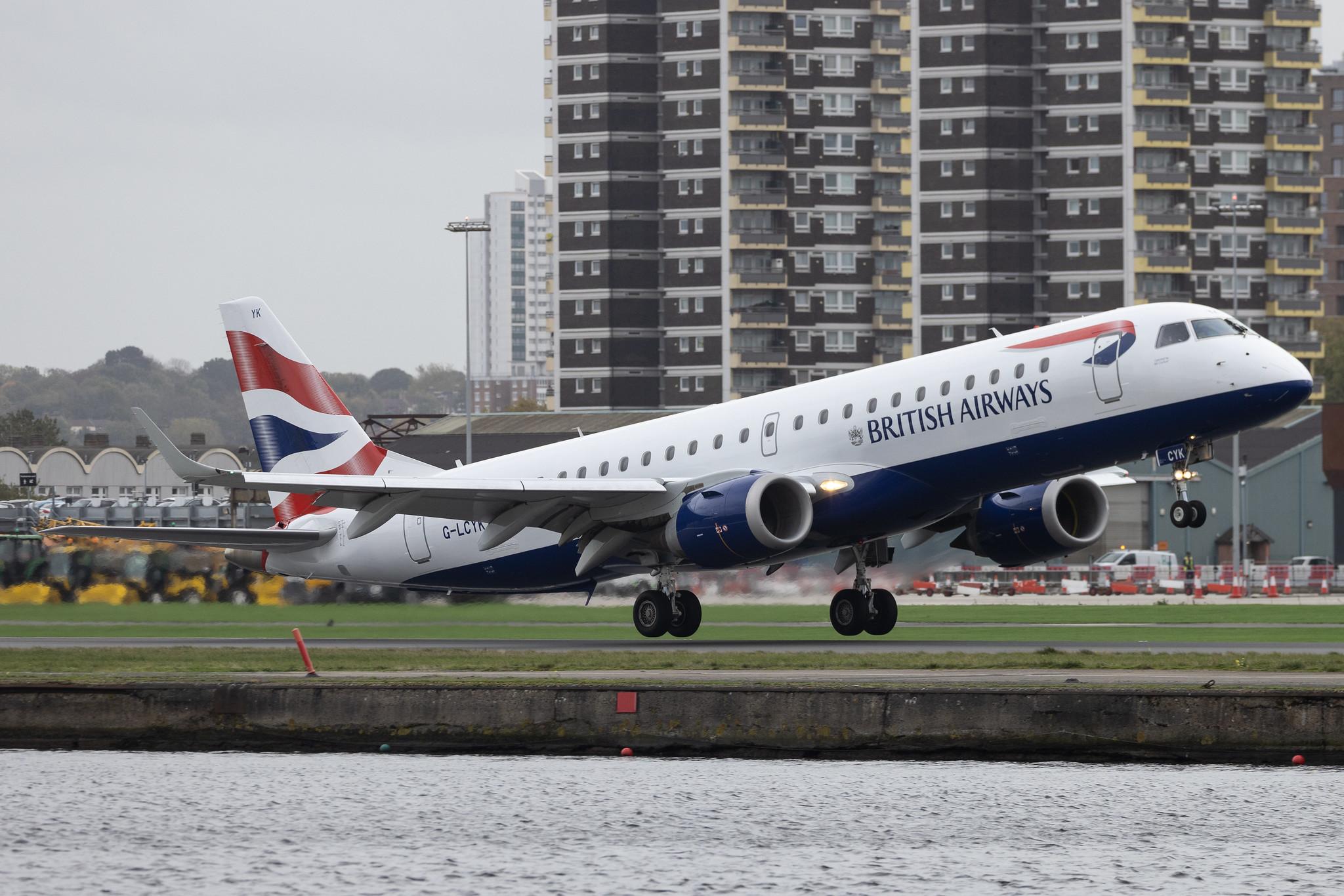 London City Airport: British Airways (BA / BAW) | Operator: BA CityFlyer | Embraer E190SR E190 | G-LCYK | MSN 19000343