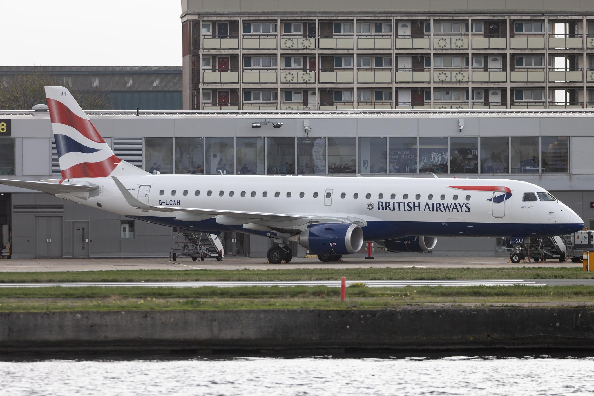 London City Airport: British Airways (BA / BAW) | Operator: BA CityFlyer | Embraer E190SR E190 | G-LCAH | MSN 19000564