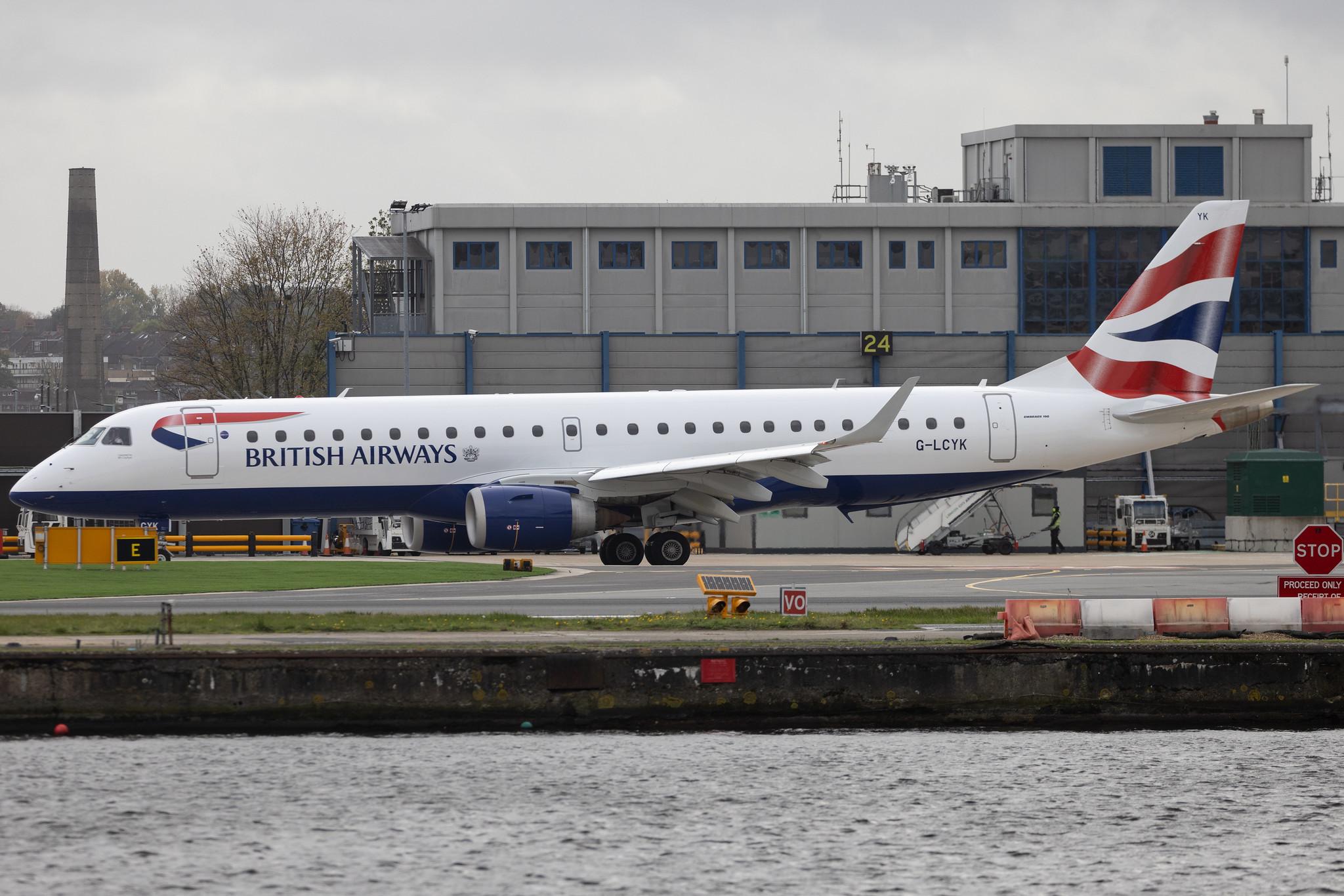 London City Airport: British Airways (BA / BAW) | Operator: BA CityFlyer | Embraer E190SR E190 | G-LCYK | MSN 19000343
