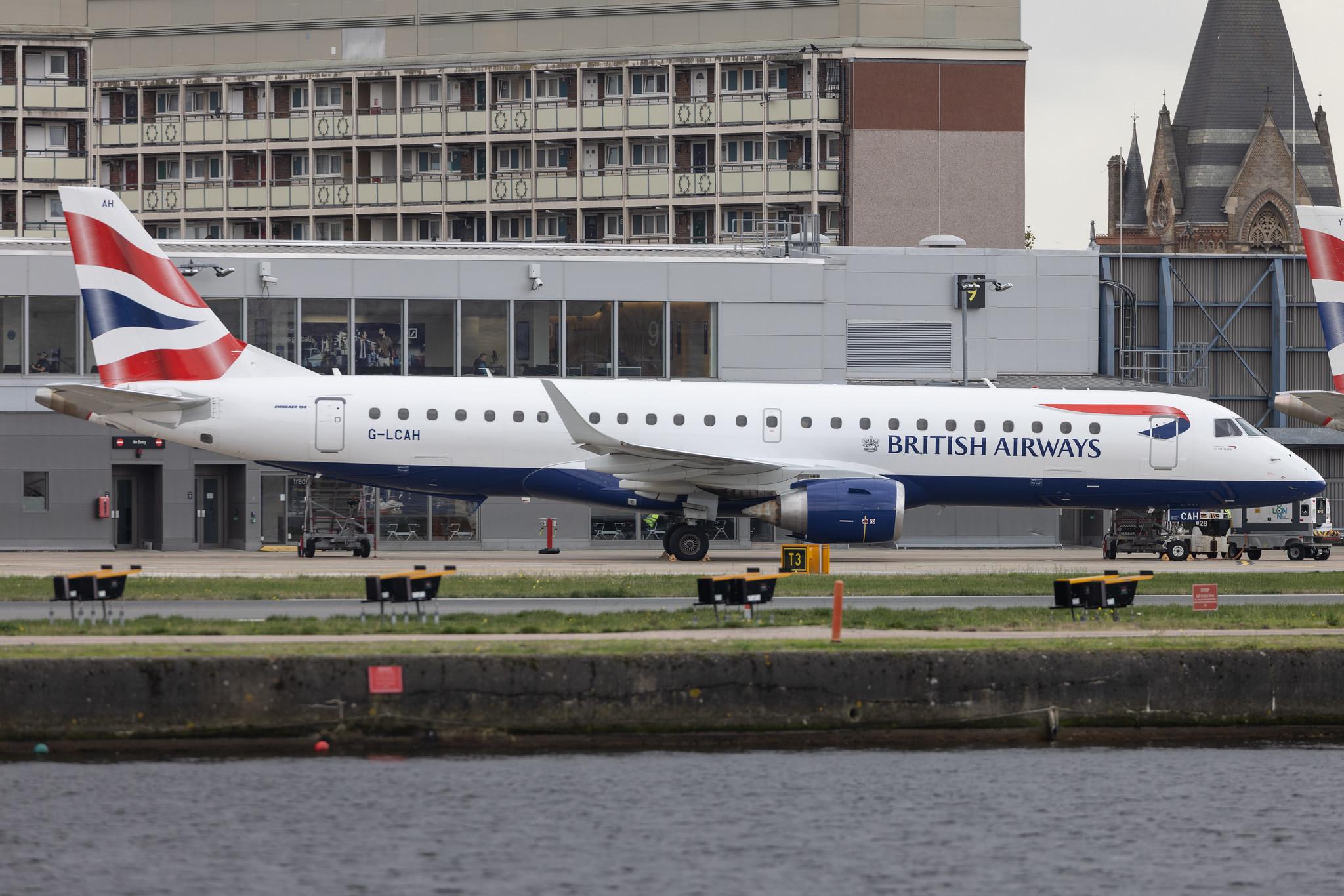 London City Airport: British Airways (BA / BAW) | Operator: BA CityFlyer | Embraer E190SR E190 | G-LCAH | MSN 19000564