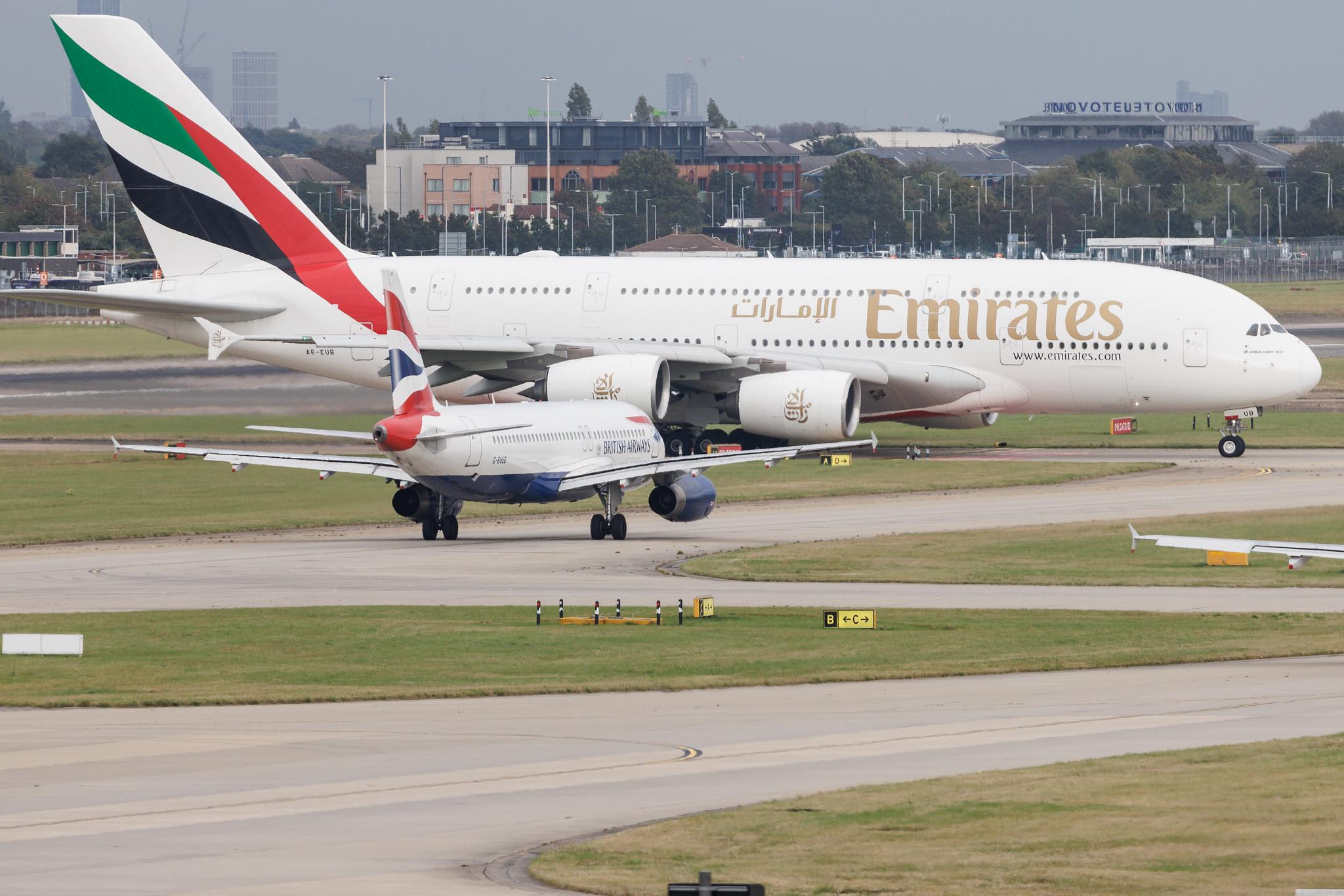 London Heathrow: Emirates (EK / UAE) | Airbus A380-861 A388 | A6-EUB | MSN 213