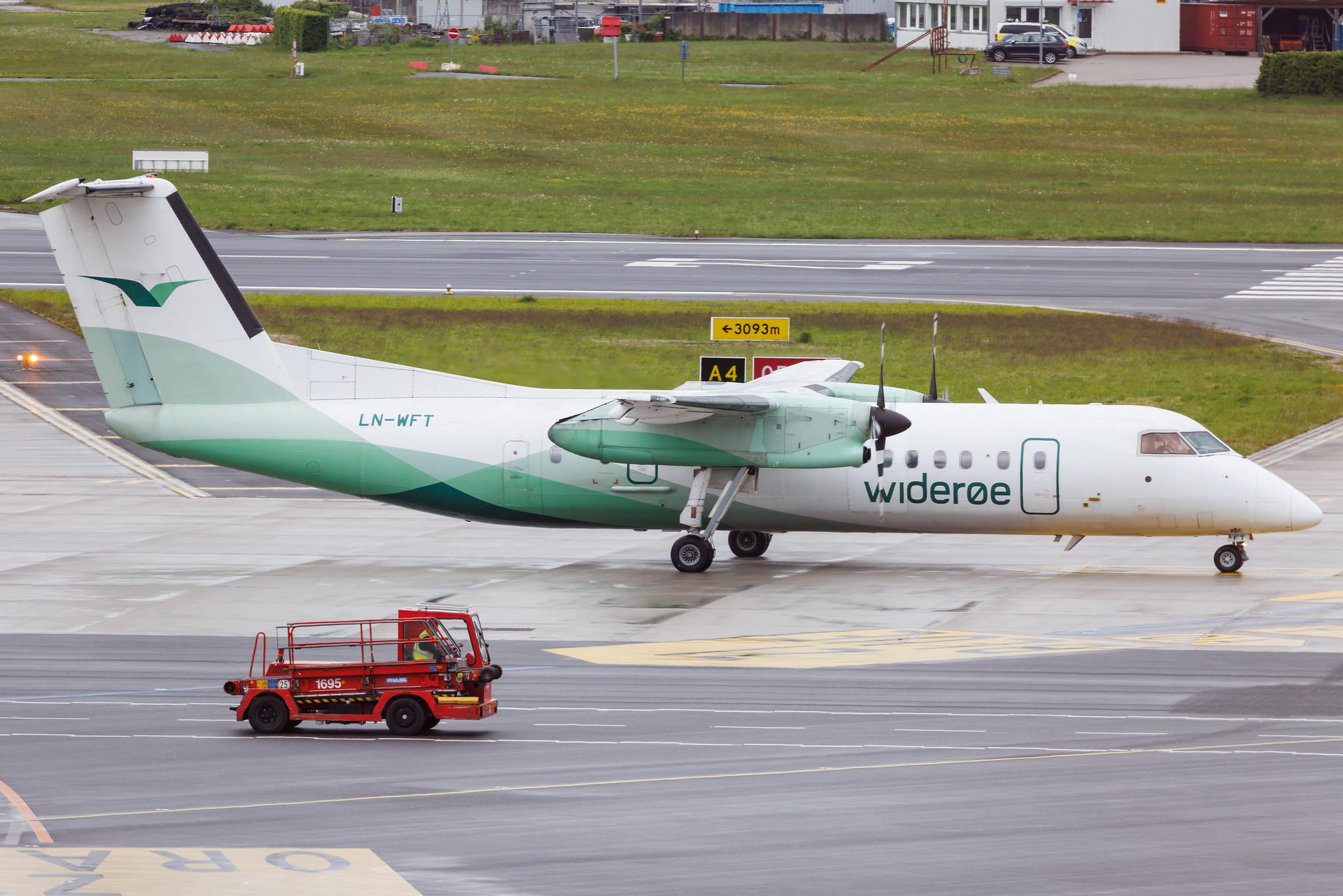 Hamburg Airport: Wideroe (WF / WIF) | De Havilland Canada Dash 8-300 DH8C | LN-WFT | MSN 532