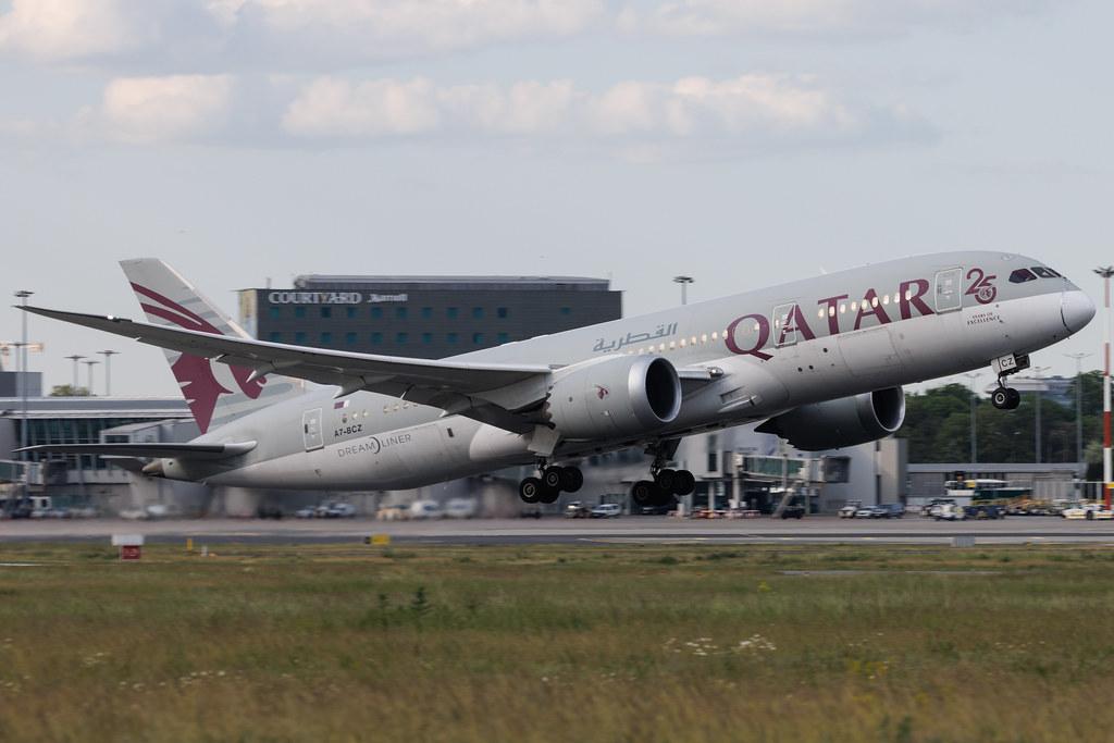 Warsaw Chopin Airport: Qatar Airways (QR / QTR) | Livery: 25 Years of Excellence Sticker | Boeing 787-8 Dreamliner B788 | A7-BCZ | MSN 38344
