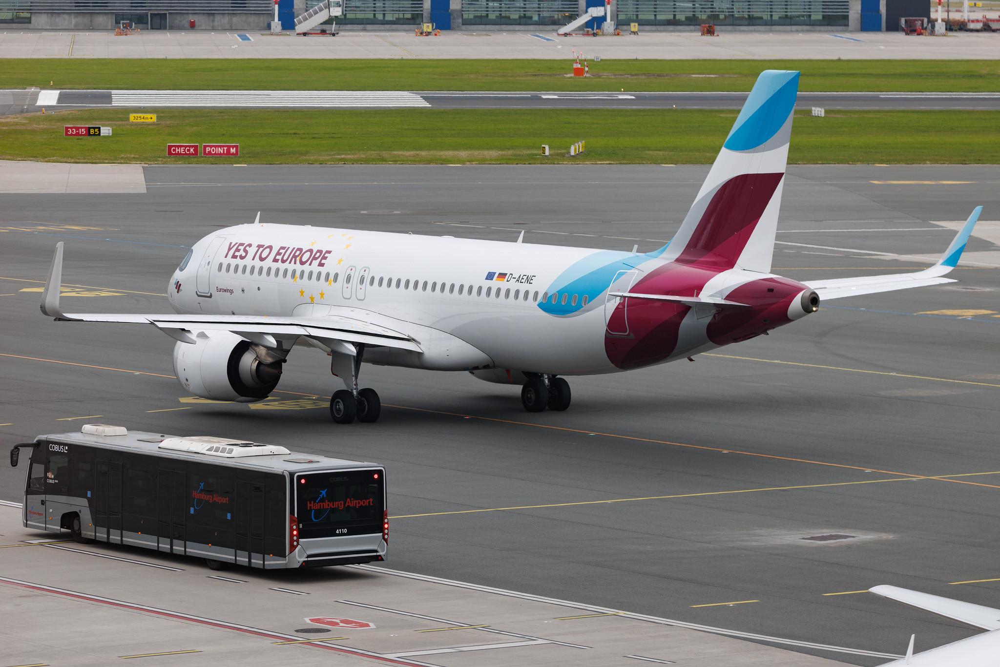 Hamburg Airport: Eurowings (EW / EWG) | Livery: Yes To Europe Livery | Airbus A320-251N A20N | D-AENE | MSN 10932