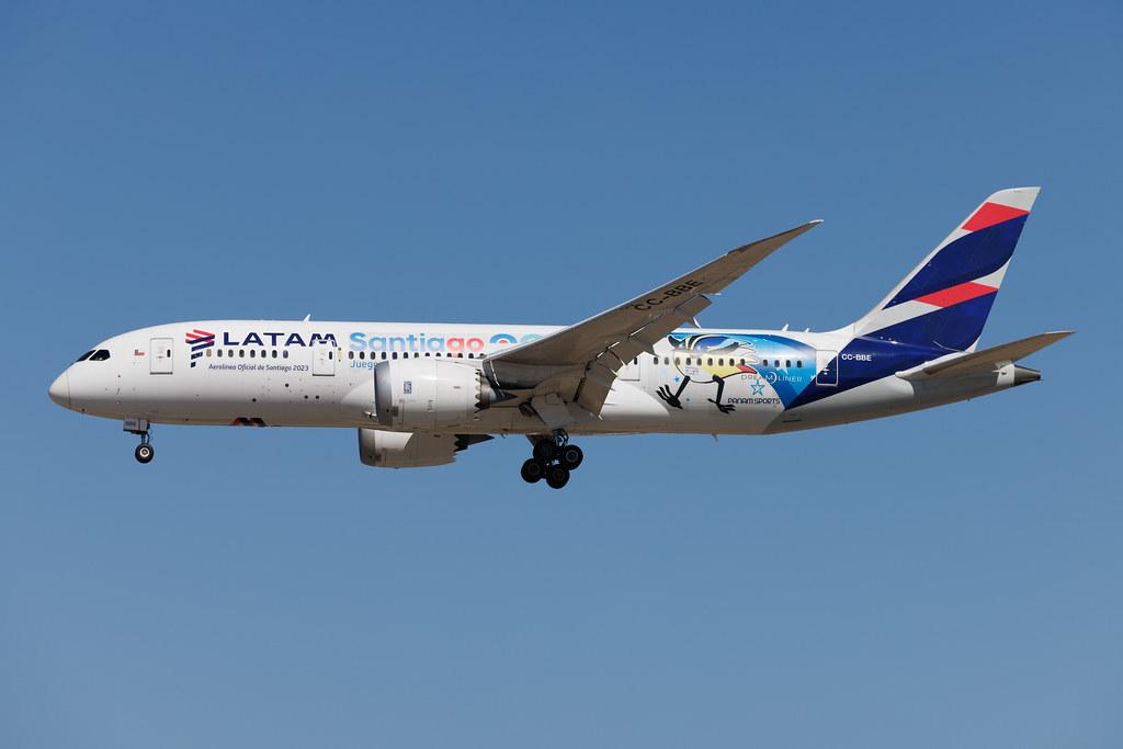 Madrid Barajas Airport: LATAM Airlines (LA / LAN) | Livery: Juegos Santiago 2023 Livery | Boeing 787-8 Dreamliner B788 | CC-BBE | MSN 38473