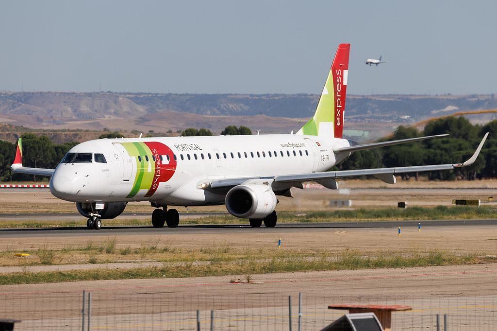 Madrid Barajas Airport: TAP Express (TP / TAP) | Operator: Portugália Airlines | Embraer E190LR E190 | CS-TPV | MSN 19000541