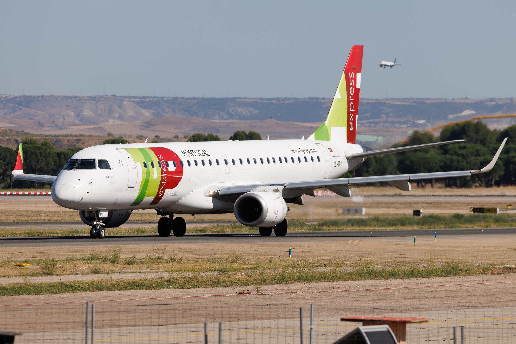 Madrid Barajas Airport: TAP Express (TP / TAP) | Operator: Portugália Airlines | Embraer E190LR E190 | CS-TPV | MSN 19000541
