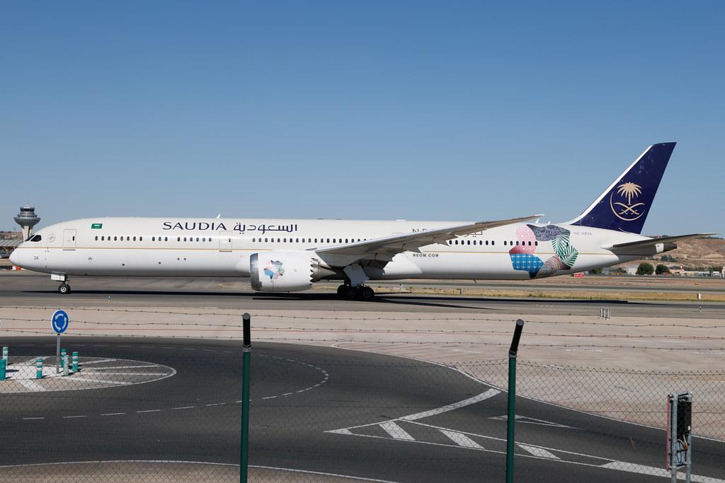 Madrid Barajas Airport: Saudia (SV / SVA) | Livery: Neom Livery | Boeing 787-10 Dreamliner B78X | HZ-AR26 | MSN 40057