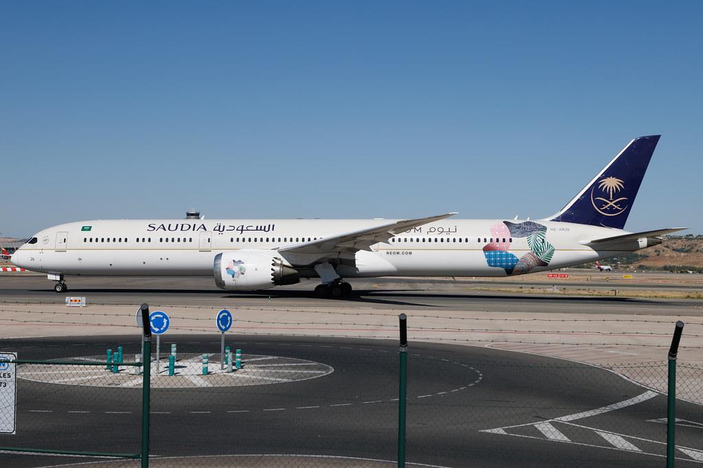 Madrid Barajas Airport: Saudia (SV / SVA) | Livery: Neom Livery | Boeing 787-10 Dreamliner B78X | HZ-AR26 | MSN 40057