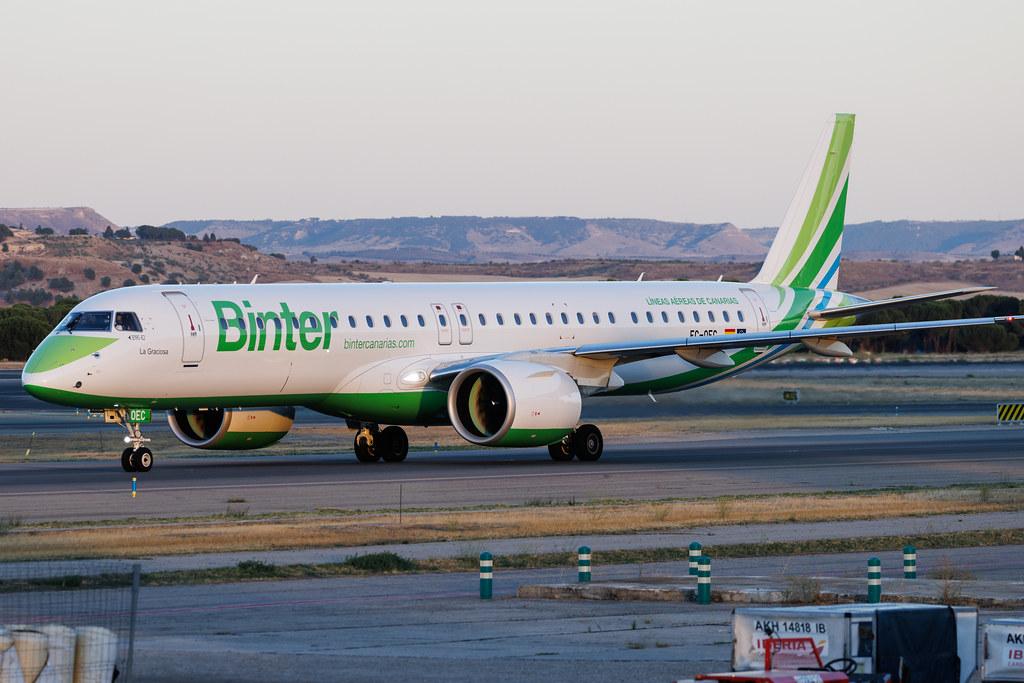 Madrid Barajas Airport: Binter Canarias (NT / IBB) | Embraer E195-E2 E295 | EC-OEC | MSN 19020118