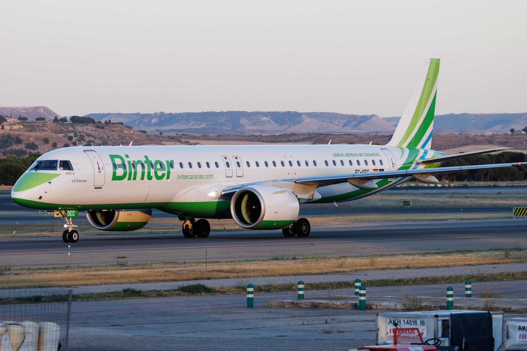 Madrid Barajas Airport: Binter Canarias (NT / IBB) | Embraer E195-E2 E295 | EC-OEC | MSN 19020118