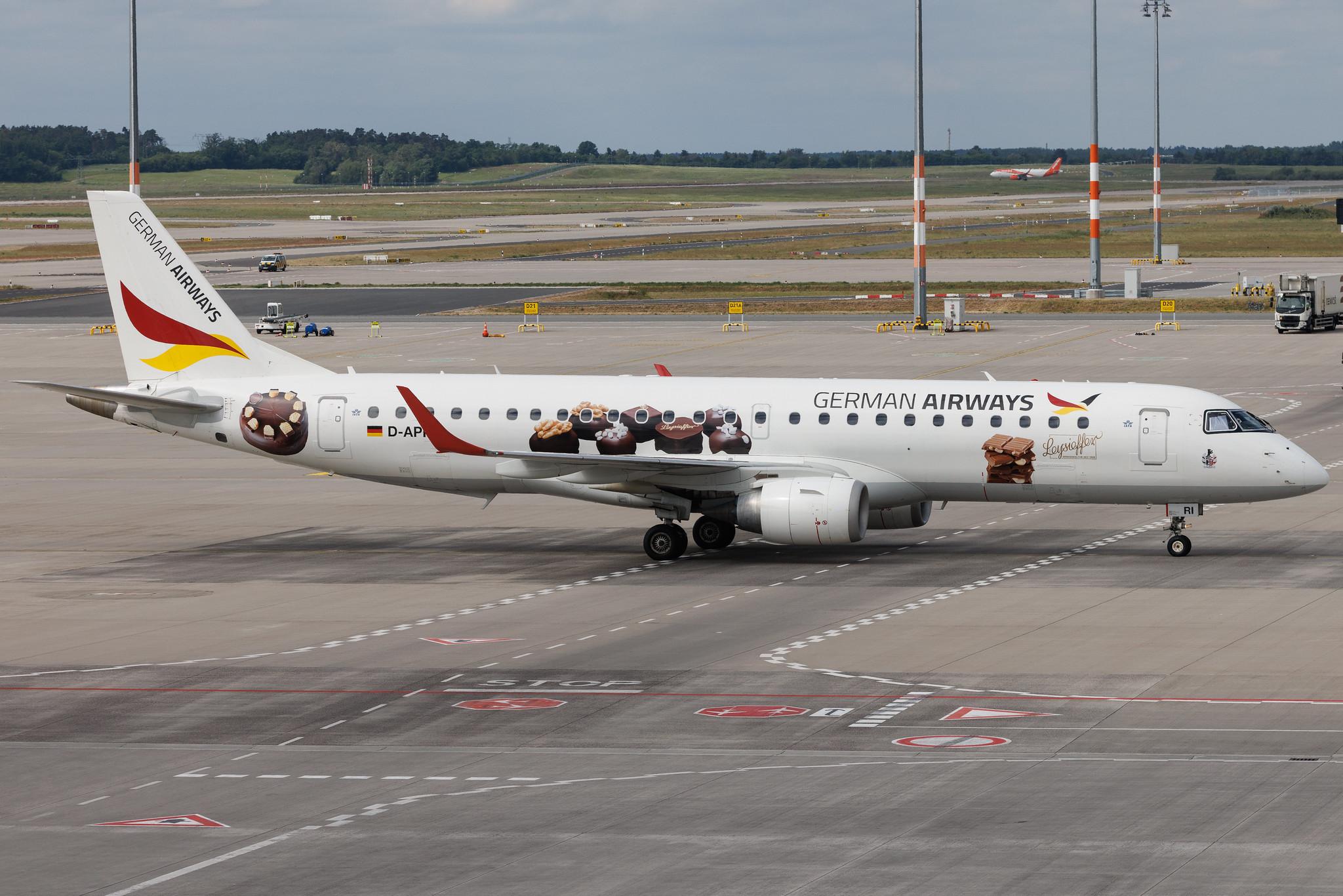 Flughafen Berlin Brandenburg: German Airways (ZQ / GER) | Livery: Leysieffer Chocolaterie Livery | Embraer E190SR E190 | D-APRI | MSN 19000178