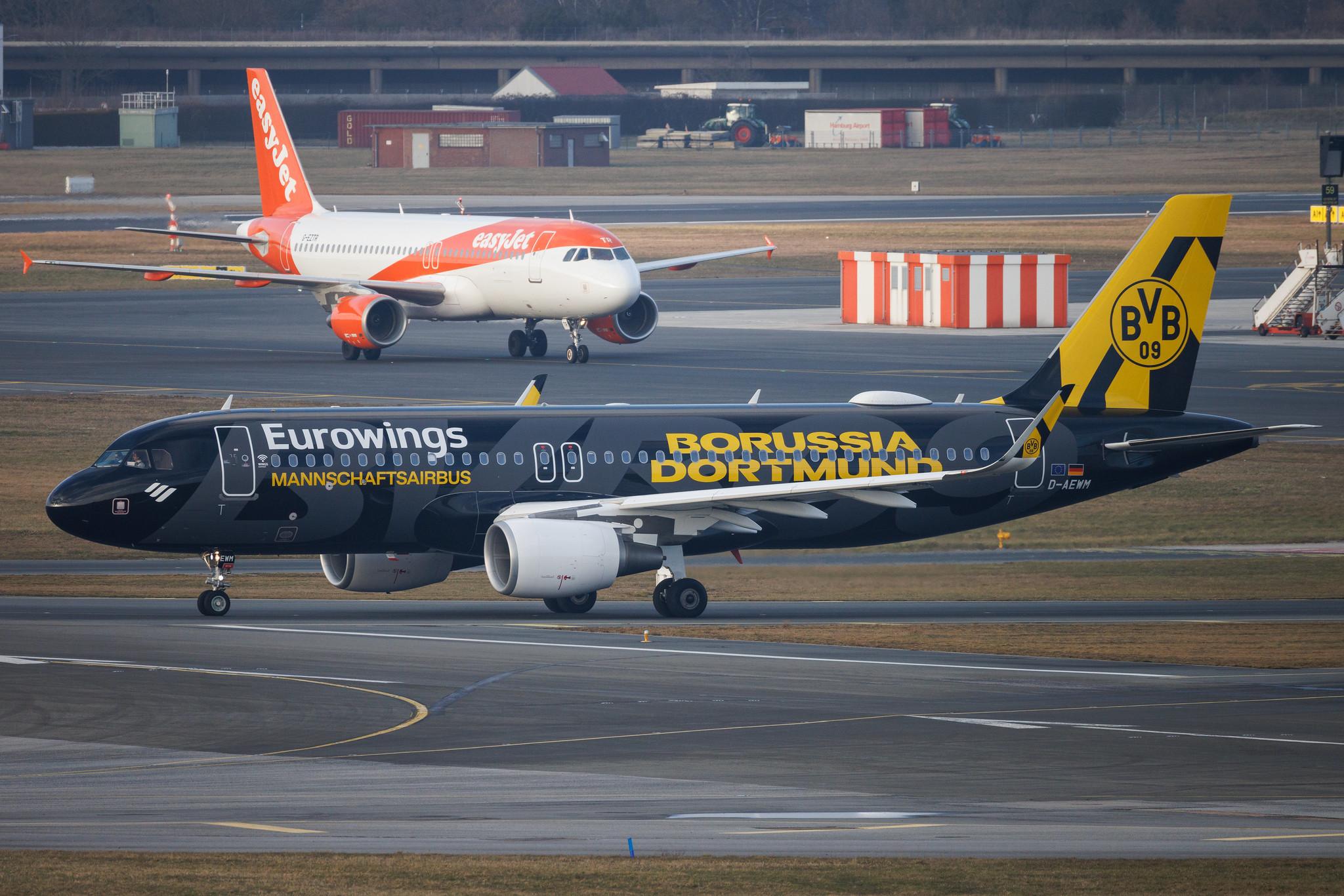 Hamburg Airport: Eurowings (EW / EWG) | Livery: BVB FanAirbus | Airbus A320-214 A320 | D-AEWM | MSN 7259