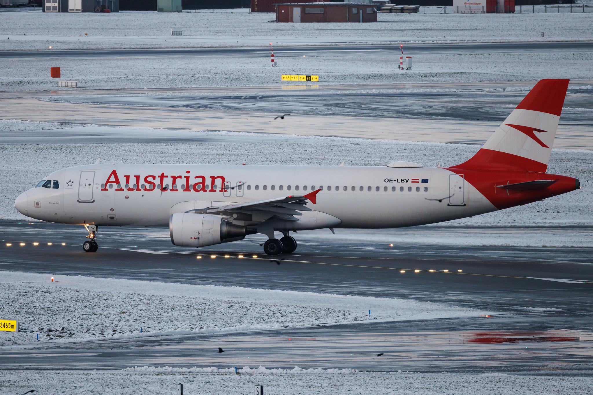 Hamburg Airport: Austrian Airlines (OS / AUA) | Airbus A320-214 A320 | OE-LBV | MSN 1385