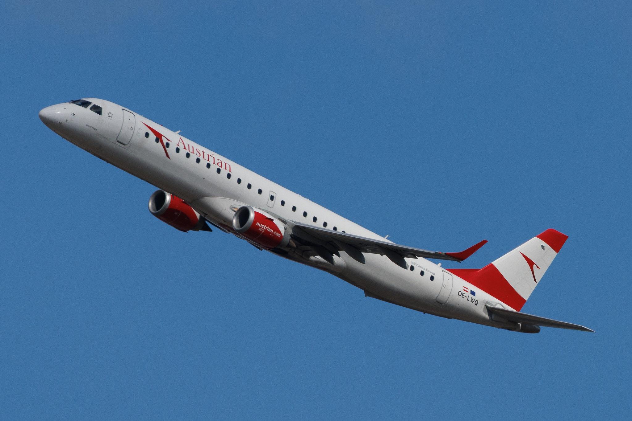Vienna International Airport: Austrian Airlines (OS / AUA) | Embraer E195LR E195 | OE-LWQ | MSN 19000565