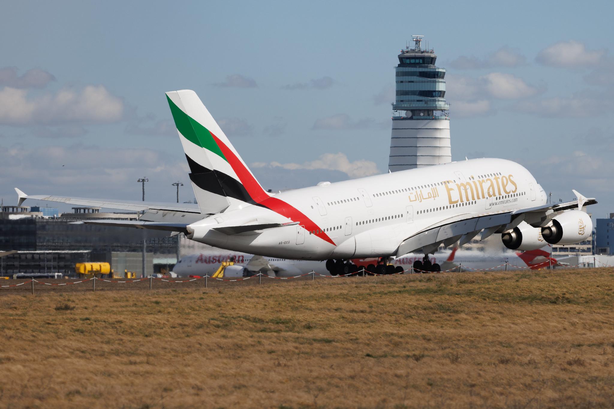 Vienna International Airport: Emirates (EK / UAE) | Airbus A380-861 A388 | A6-EEG | MSN 116