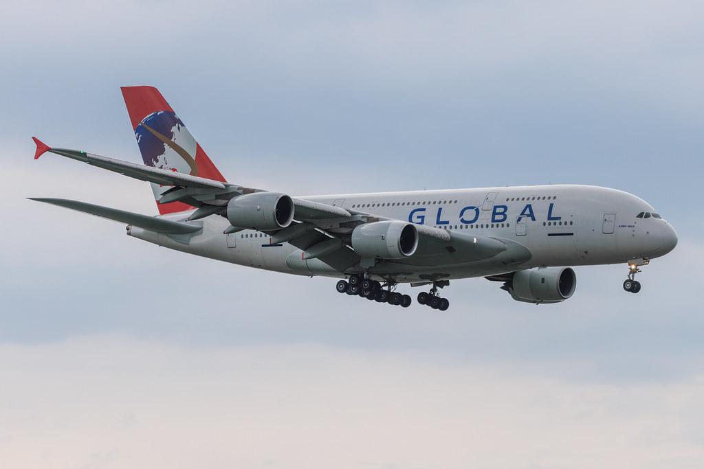 Flughafen Berlin Brandenburg: Global Airlines  | Operator: Hi Fly Malta | Airbus A380-841 A388 | 9H-GLOBL | MSN 120