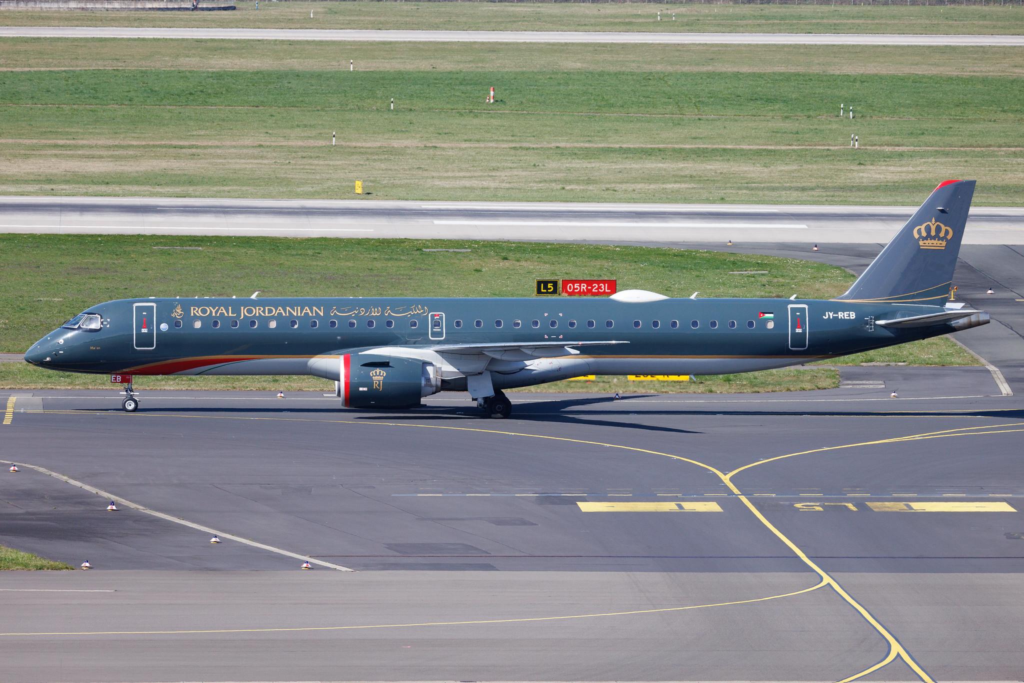 Düsseldorf Airport: Royal Jordanian (RJ / RJA) | Embraer E195-E2 E295 | JY-REB | MSN 19020123