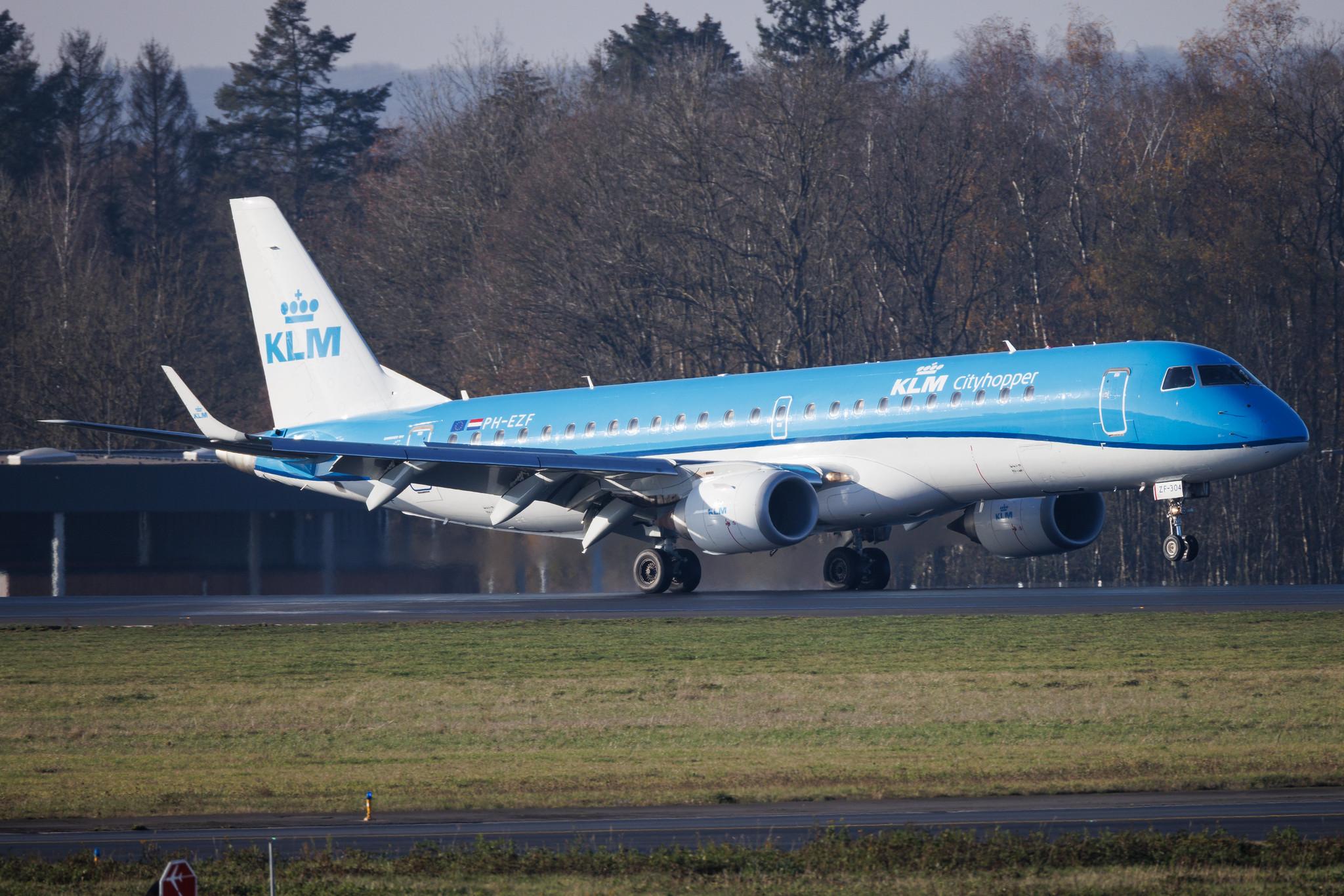 Luxembourg Findel Airport: KLM (KL / KLM) | Operator: KLM Cityhopper | Embraer E190STD E190 | PH-EZF | MSN 19000304